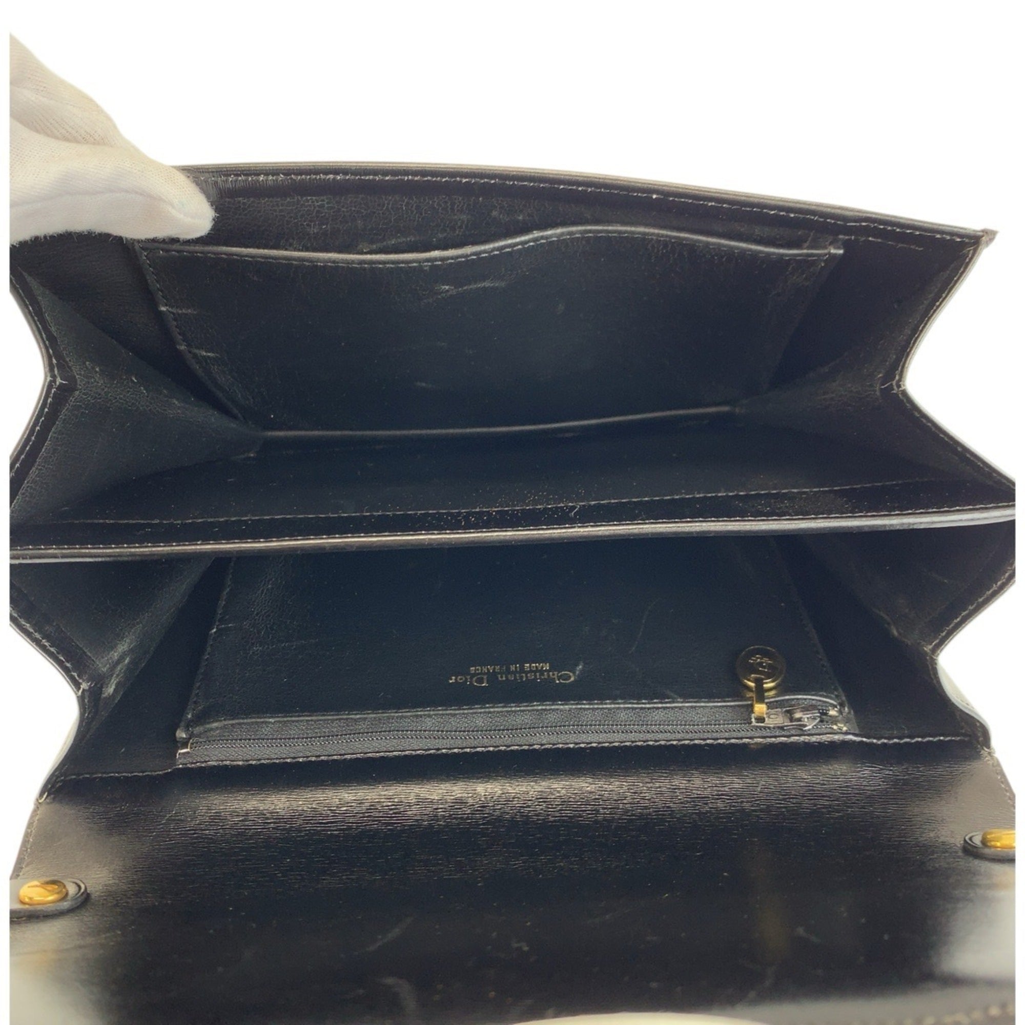 Christian Dior Black Leather Handbag Shoulder Bag (Pre-Owned)