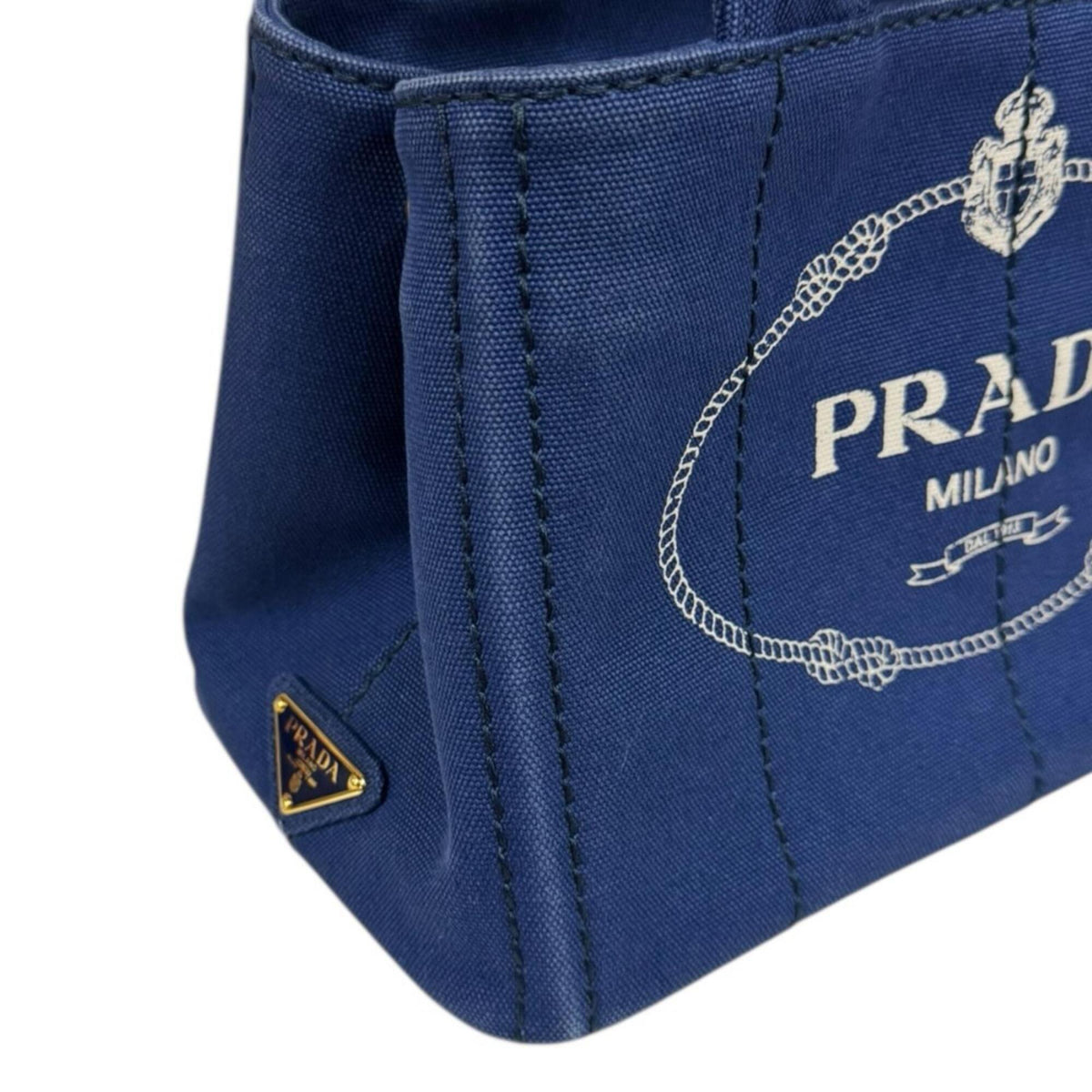 Prada Blue Canvas Shoulder Bag (Pre-Owned)