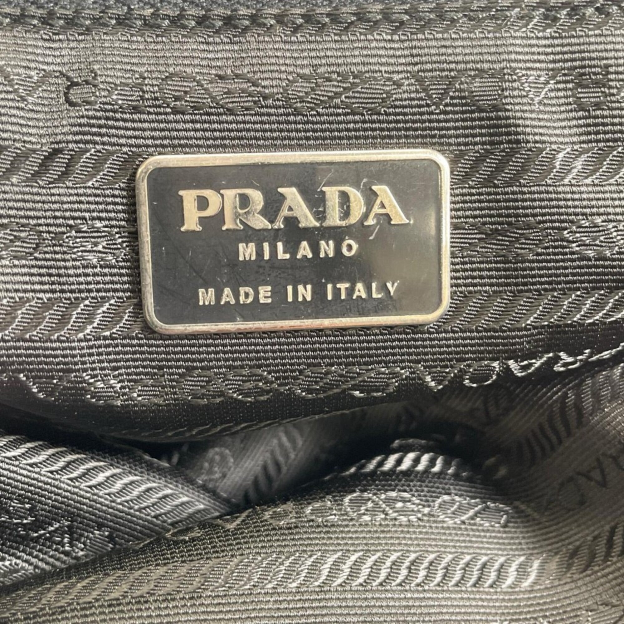 Prada Black White Nylon Handbag (Pre-Owned)