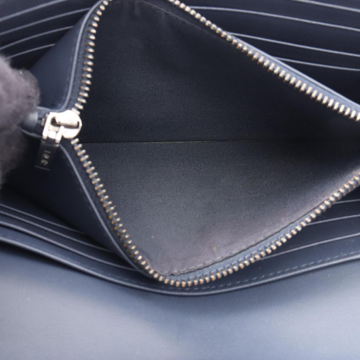 Christian Dior Navy Leather Long Wallet (Bi-Fold) (Pre-Owned)