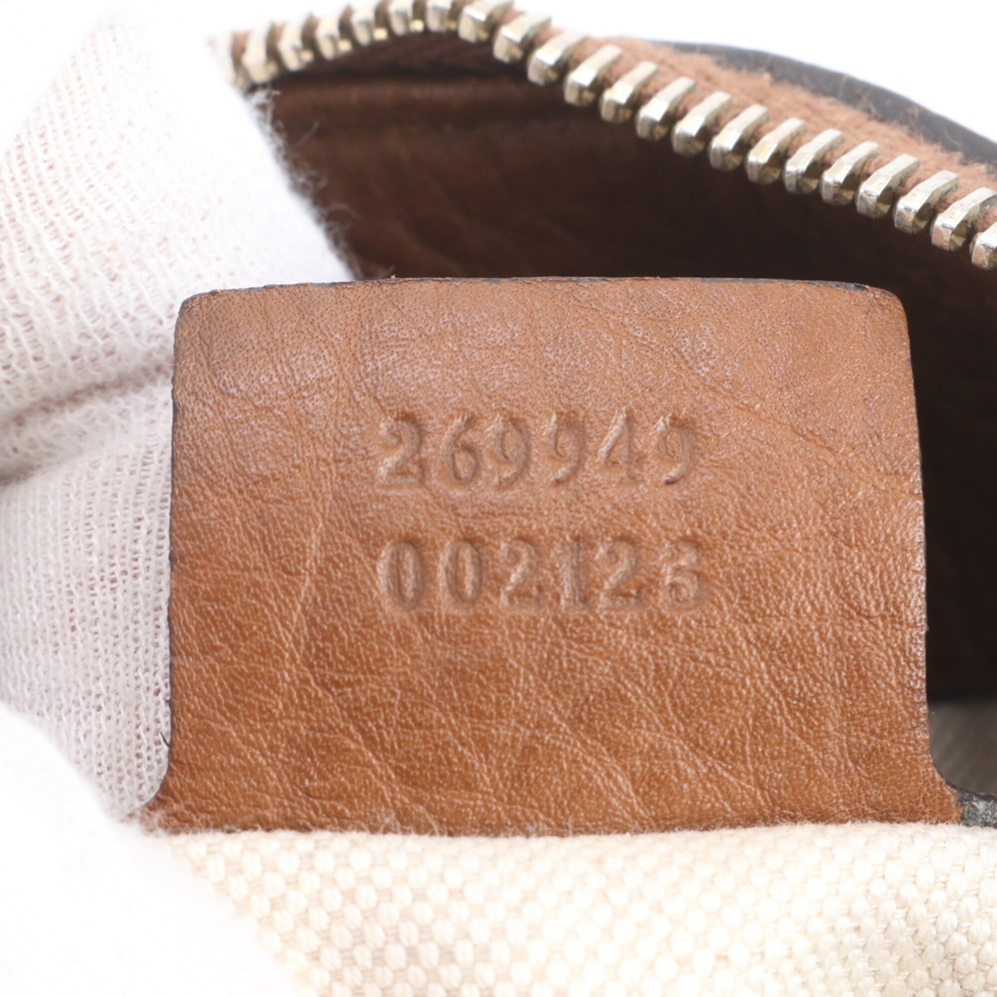Gucci Brown Leather Canvas Handbag Shoulder Bag (Pre-Owned)
