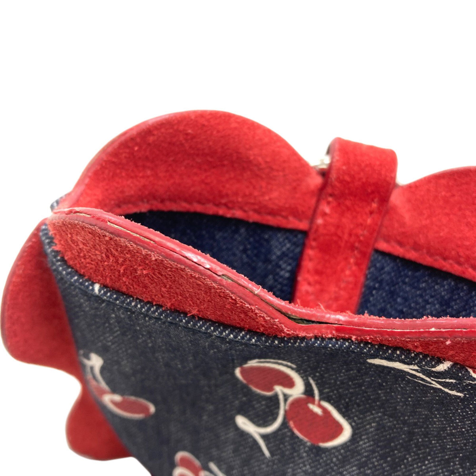 Miu Miu Blue Red Color Denim Pouch Shoulder Bag (Pre-Owned)