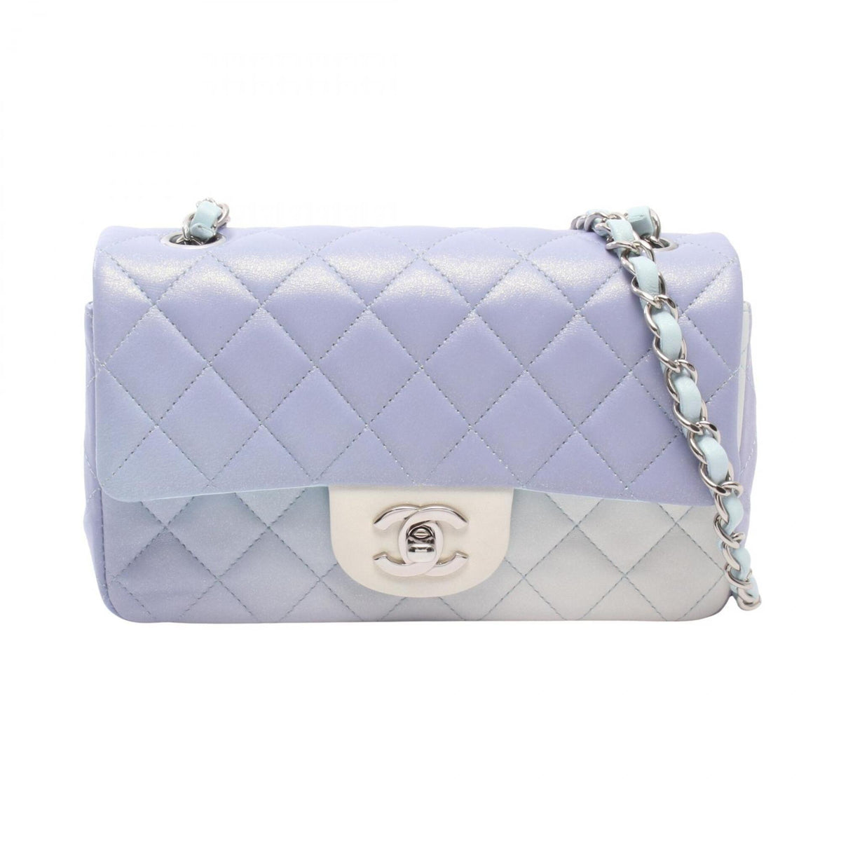 Chanel Blue Purple White Leather Handbag Shoulder Bag (Pre-Owned)