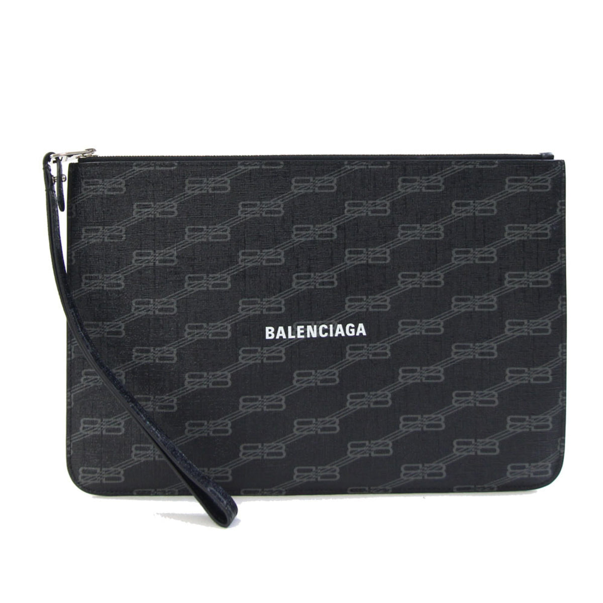 Balenciaga Black Coated Canvas Clutch Bag Pouch (Pre-Owned)