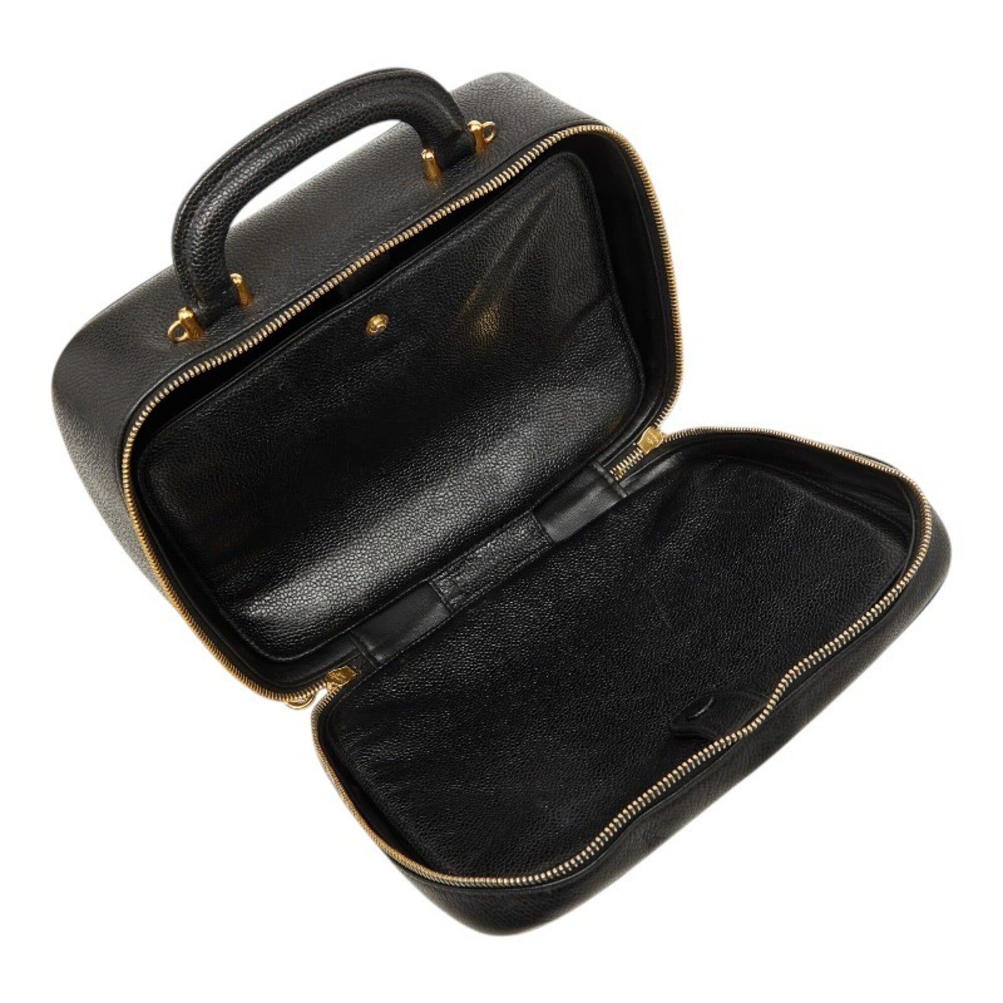 Chanel Black Grained Calfskin Handbag Shoulder Bag Vanity Bag (Pre-Owned)