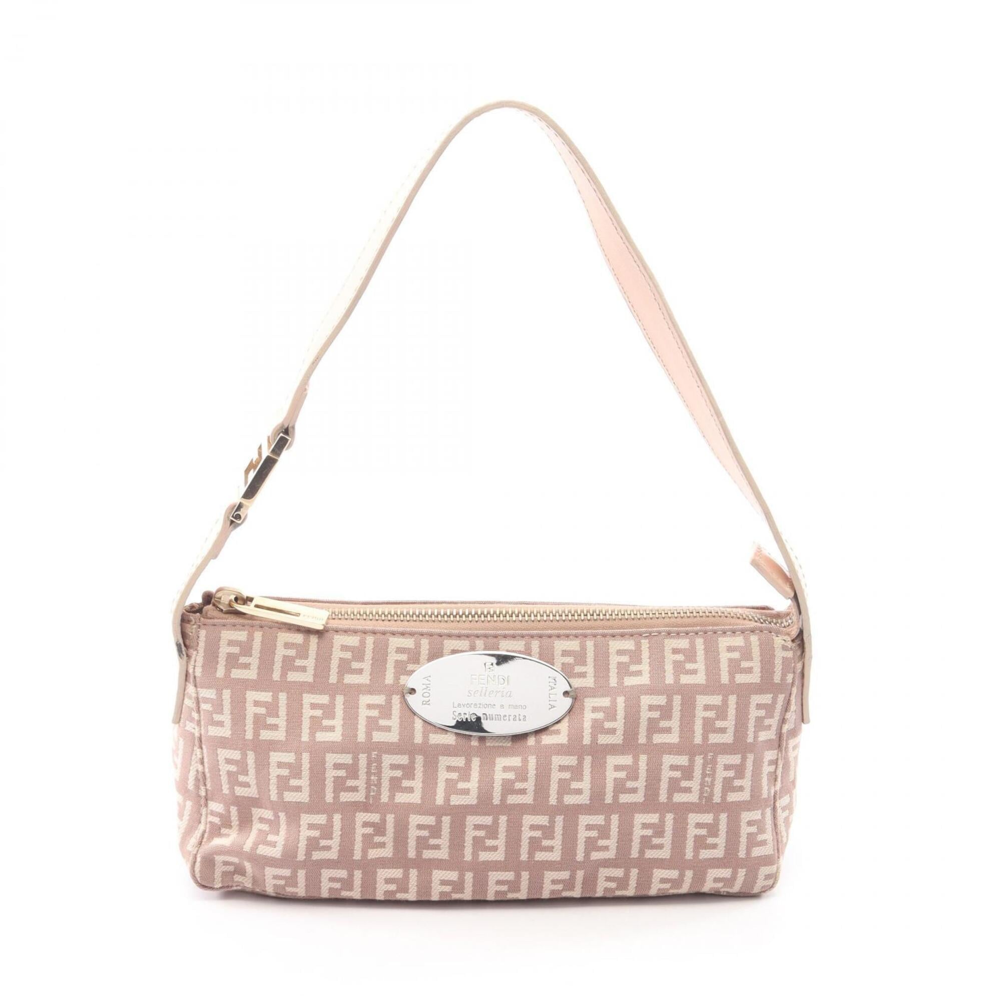 Fendi Pink Canvas Leather Handbag Pouch (Pre-Owned)