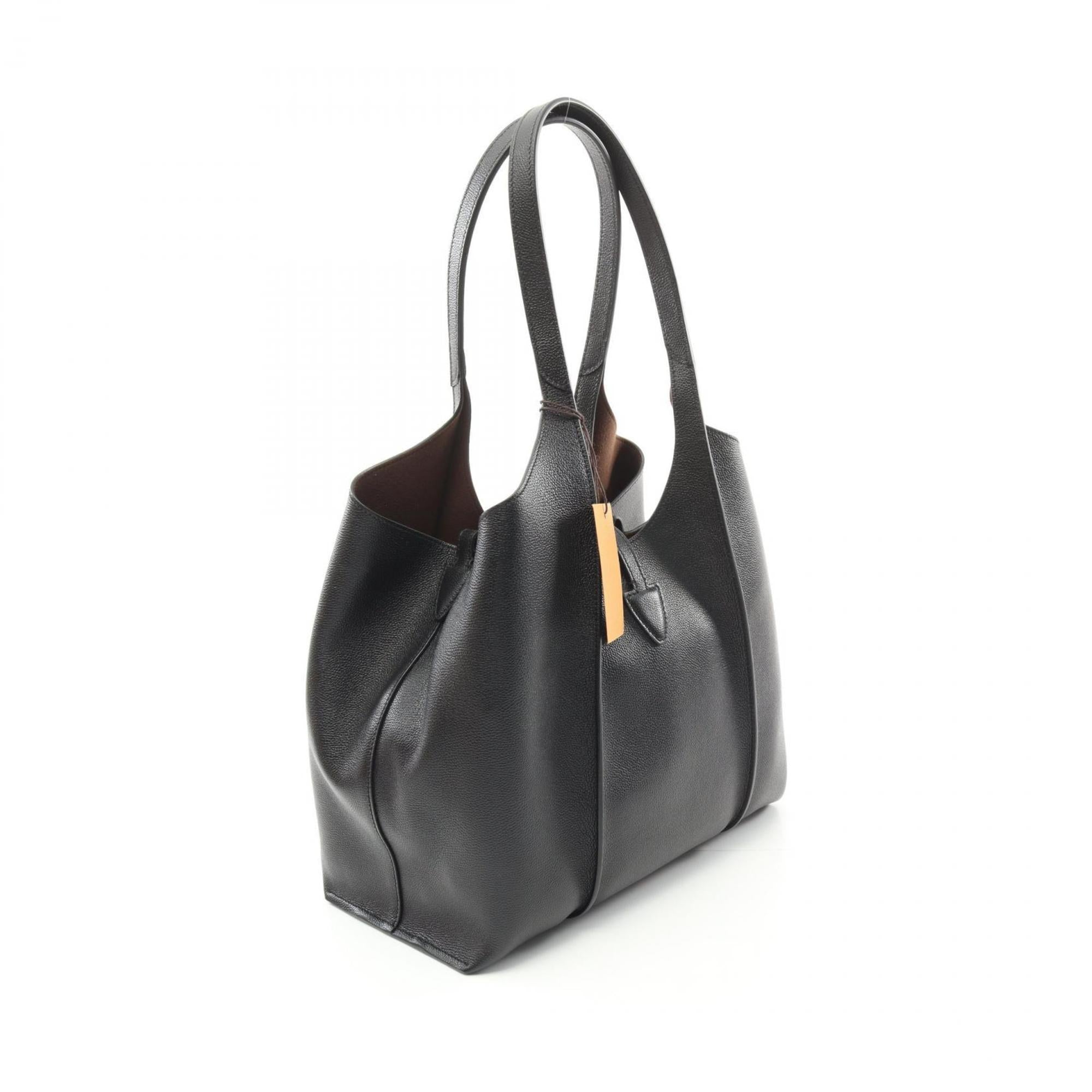 Tod's Black Leather Shopping Bag Tote Bag (Pre-Owned)