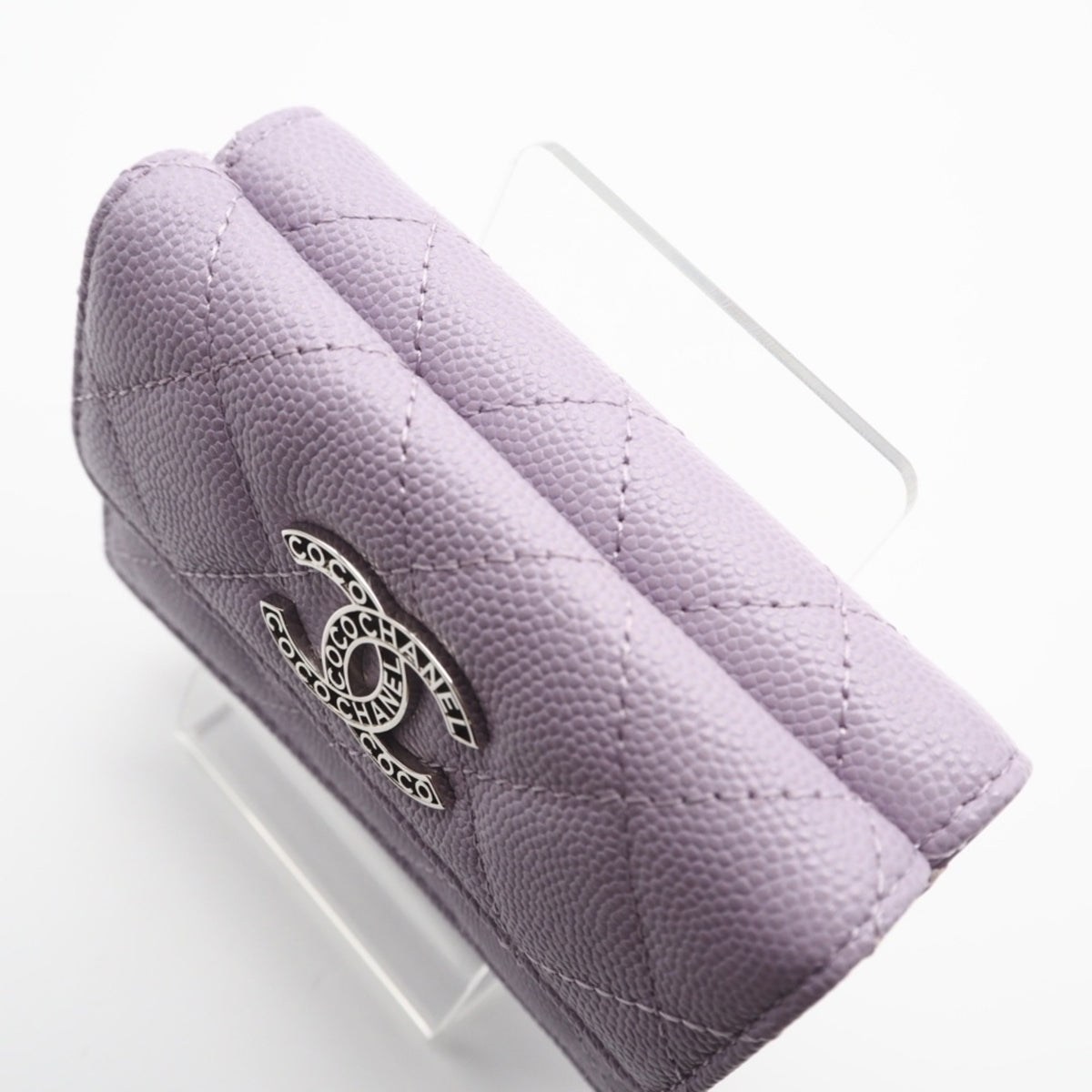 Christian Dior Purple White Leather Wallet (Tri-Fold) (Pre-Owned)