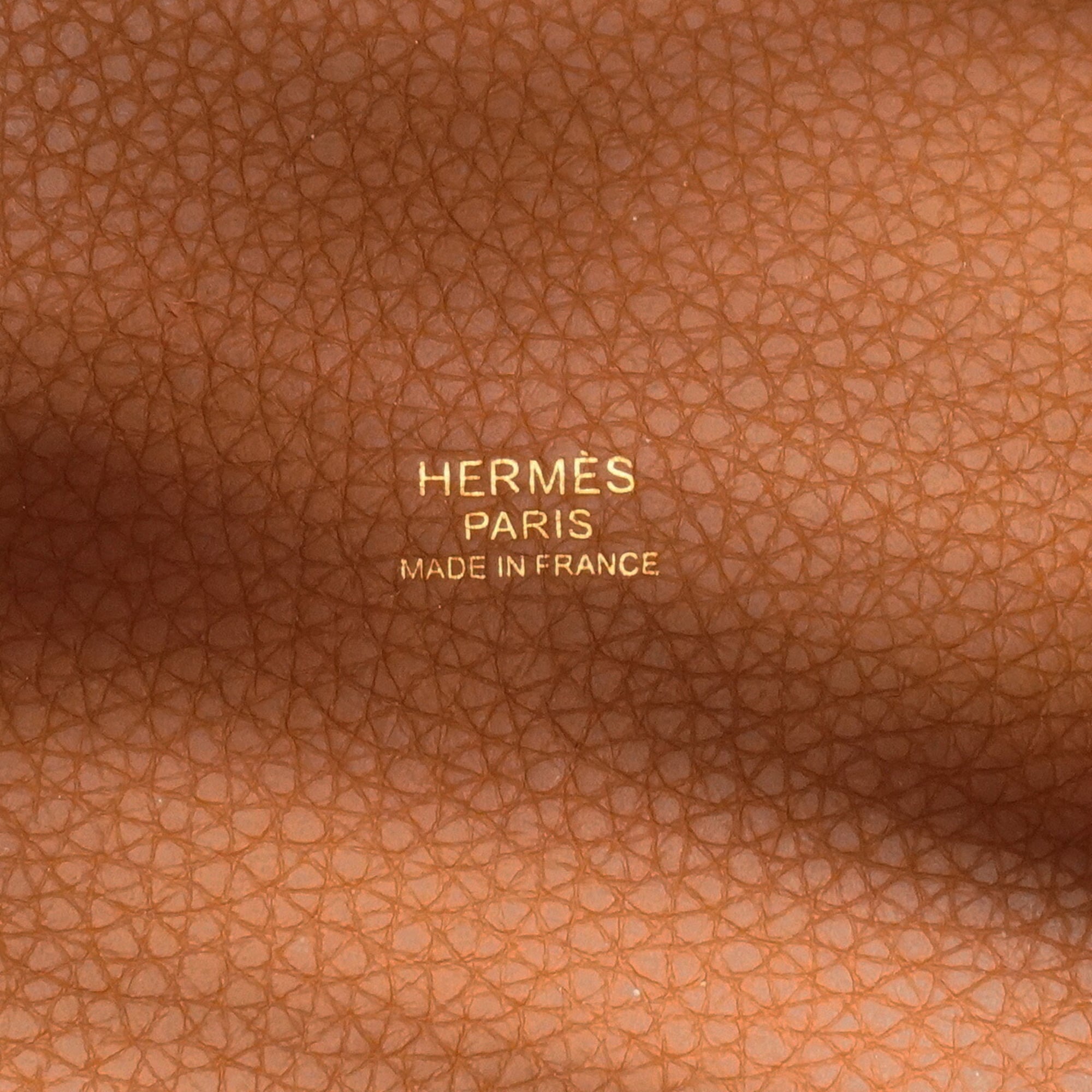 Hermes Gold Taurillon Clemence Leather Handbag (Pre-Owned)