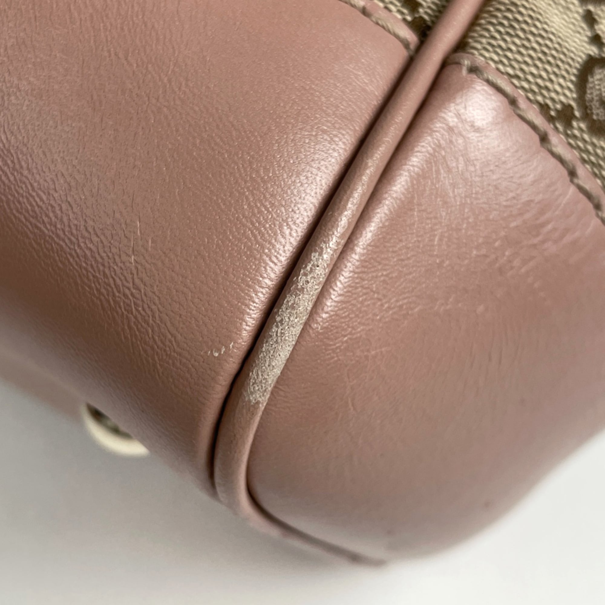 Gucci Gg Canvas Beige Pink Beige Gg Canvas Leather Tote Bag (Pre-Owned)