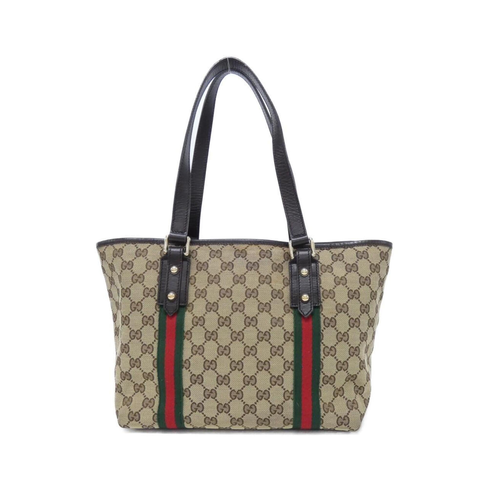 Gucci Beige Brown Gg Canvas Handbag (Pre-Owned)