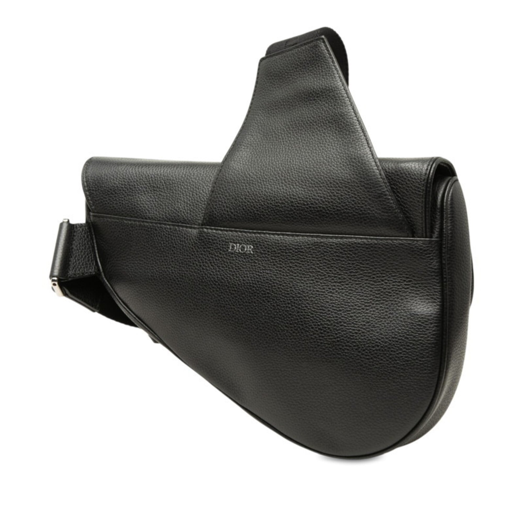 Christian Dior Black Leather Saddle Bag Shoulder Bag (Pre-Owned)
