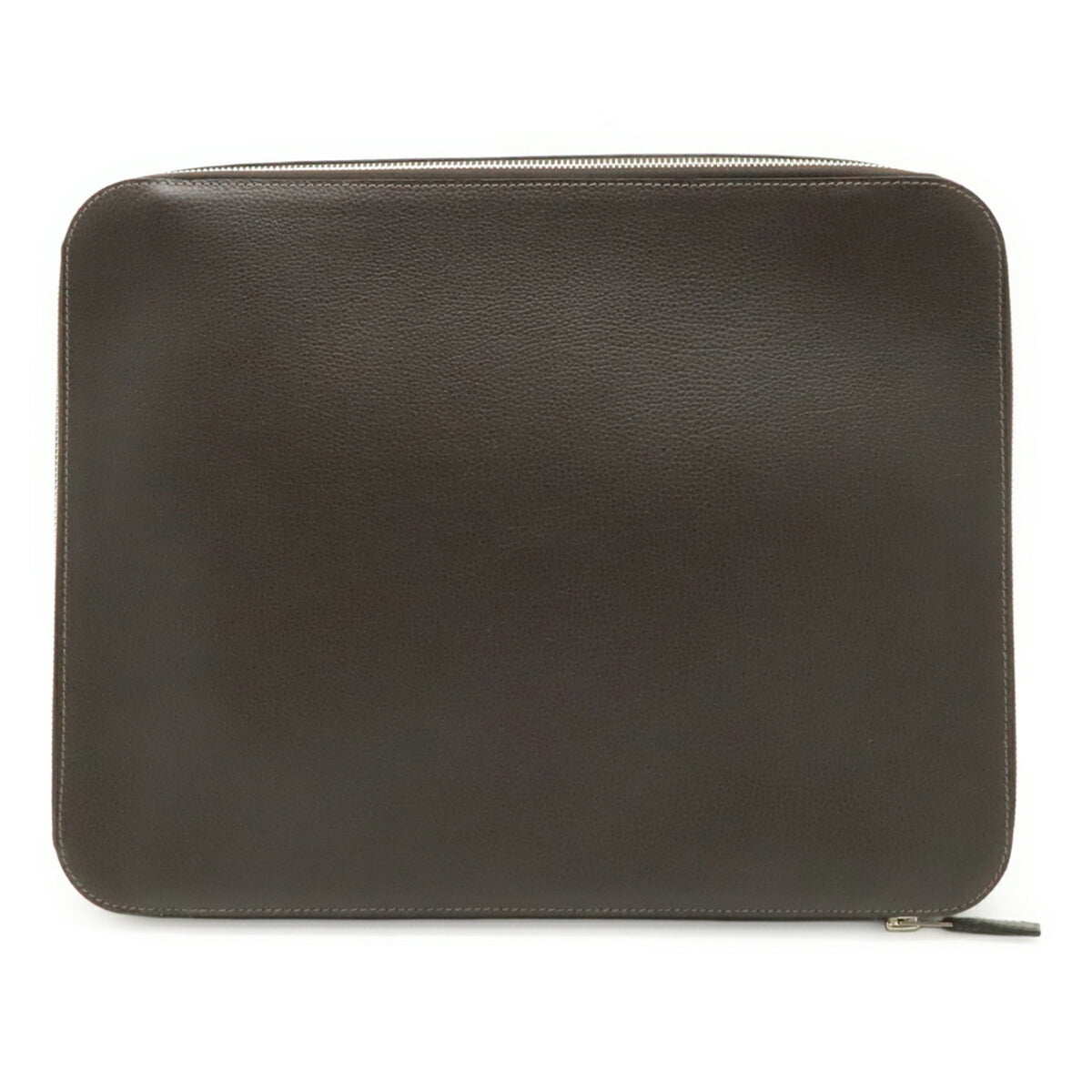 Hermes Black Brown Toile Chevron Handbag Pouch (Pre-Owned)