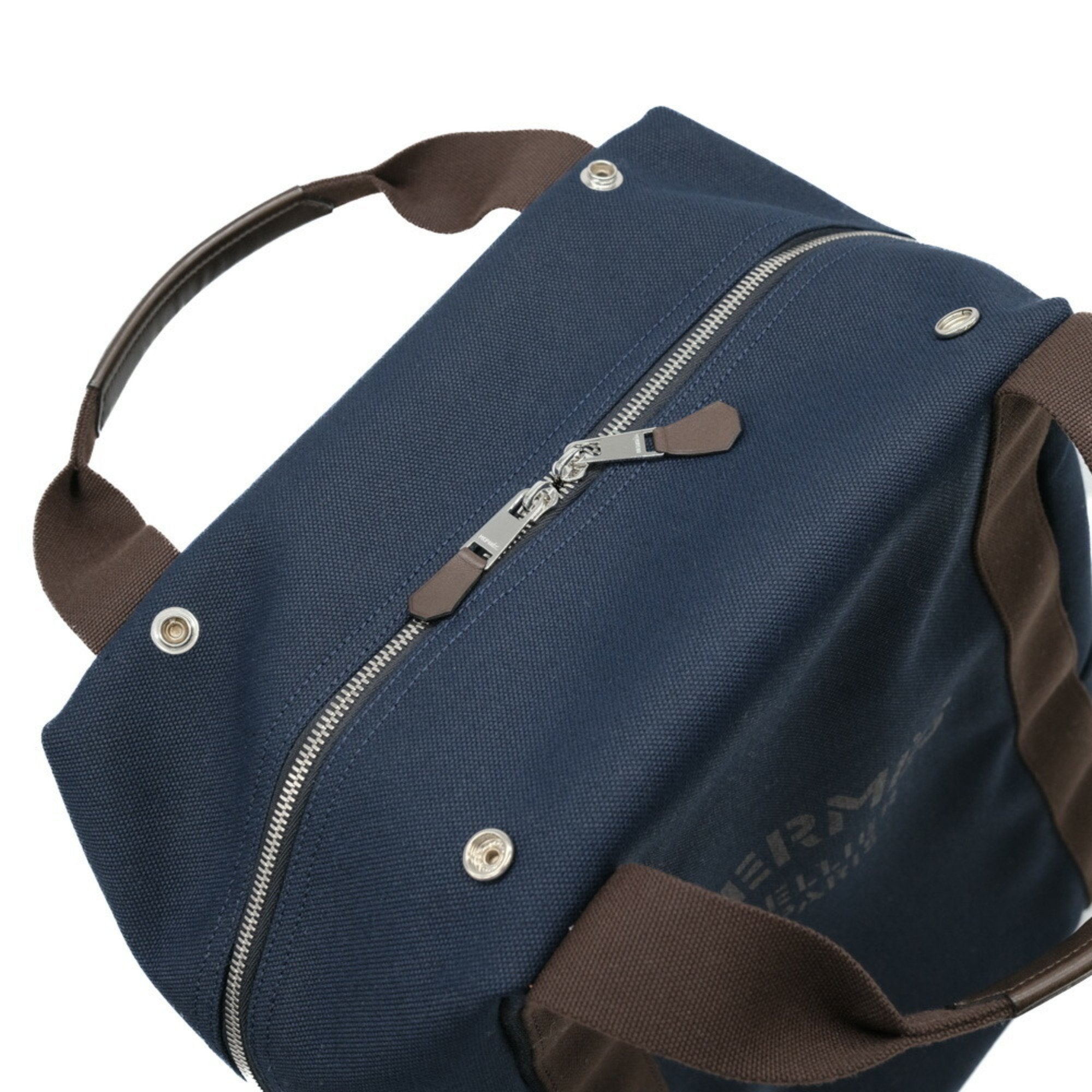 Hermes Navy Orange Canvas Backpack (Pre-Owned)