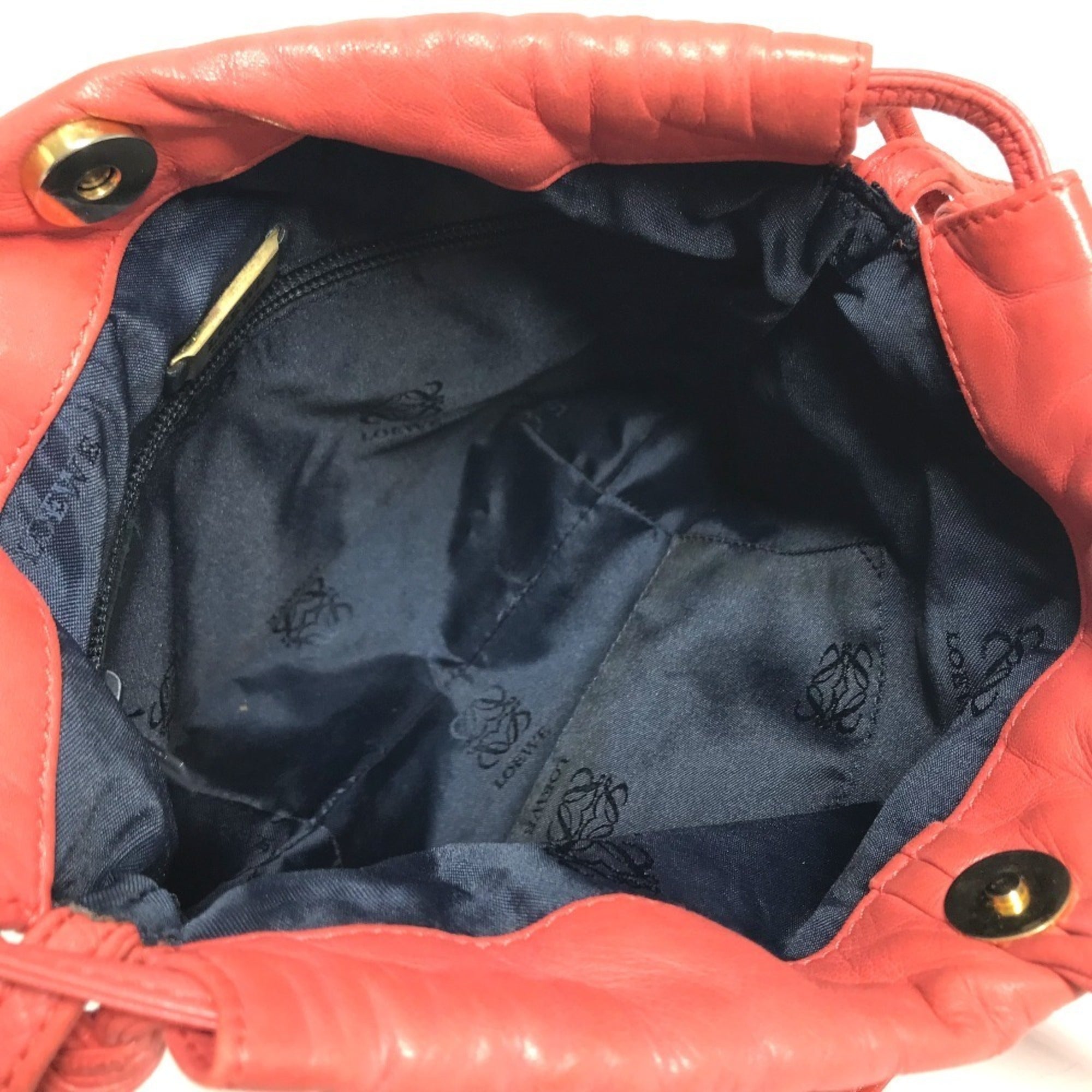 Loewe Pink Red Color Nappa Leather Leather Pochette Shoulder Bag (Pre-Owned)