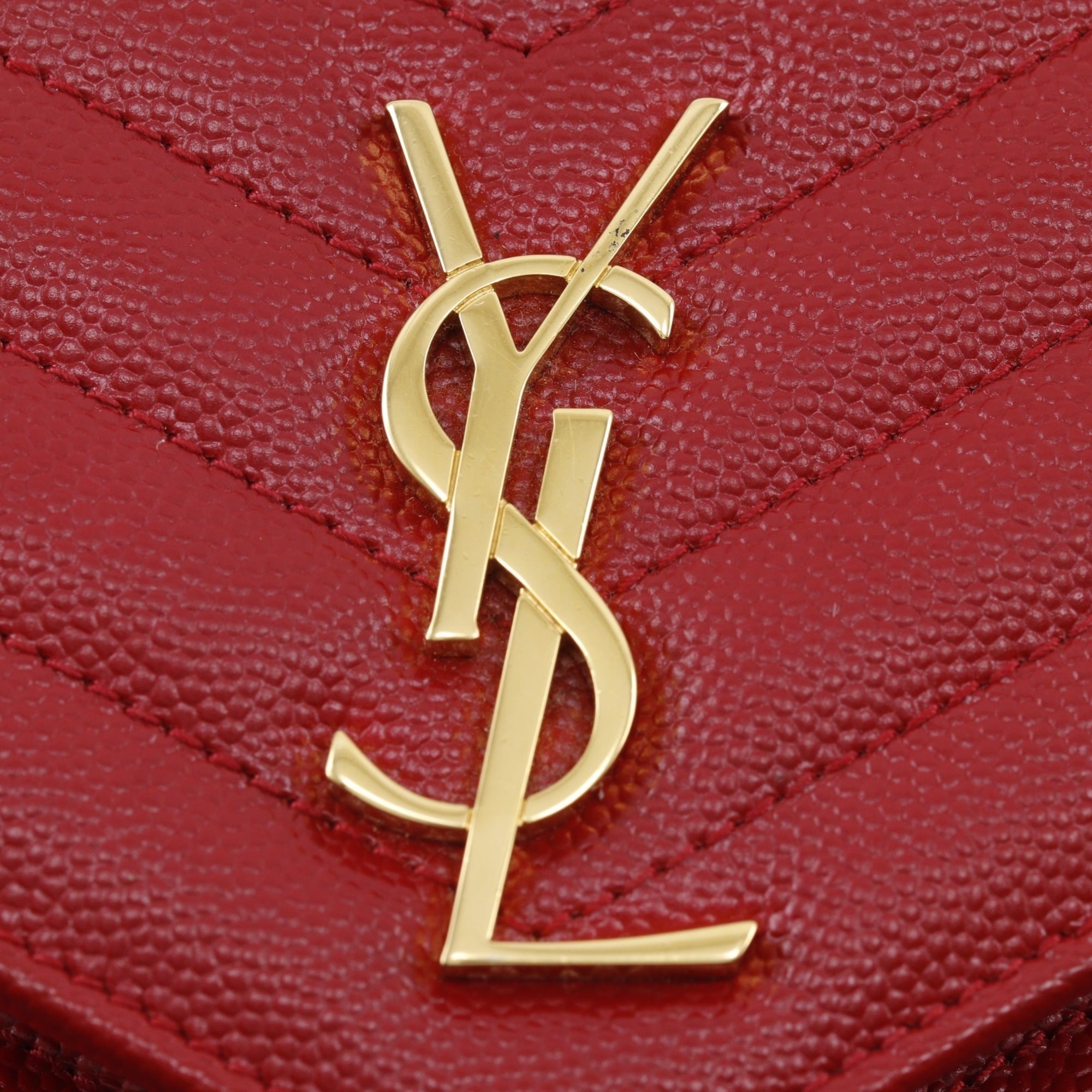 Yves Saint Laurent Red Color Leather Shoulder Bag (Pre-Owned)