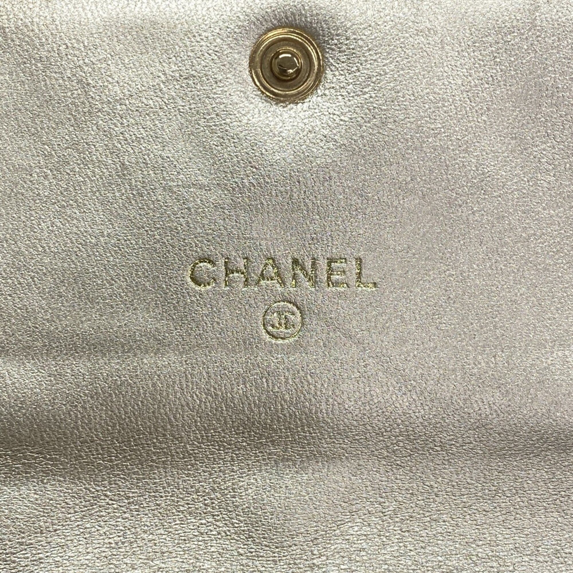 Chanel Champagne Gold Patent Leather Wallet (Bi-Fold) (Pre-Owned)