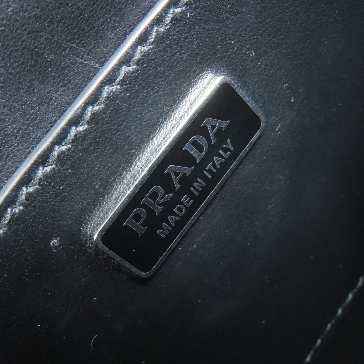 Prada Gray Leather Shoulder Bag (Pre-Owned)