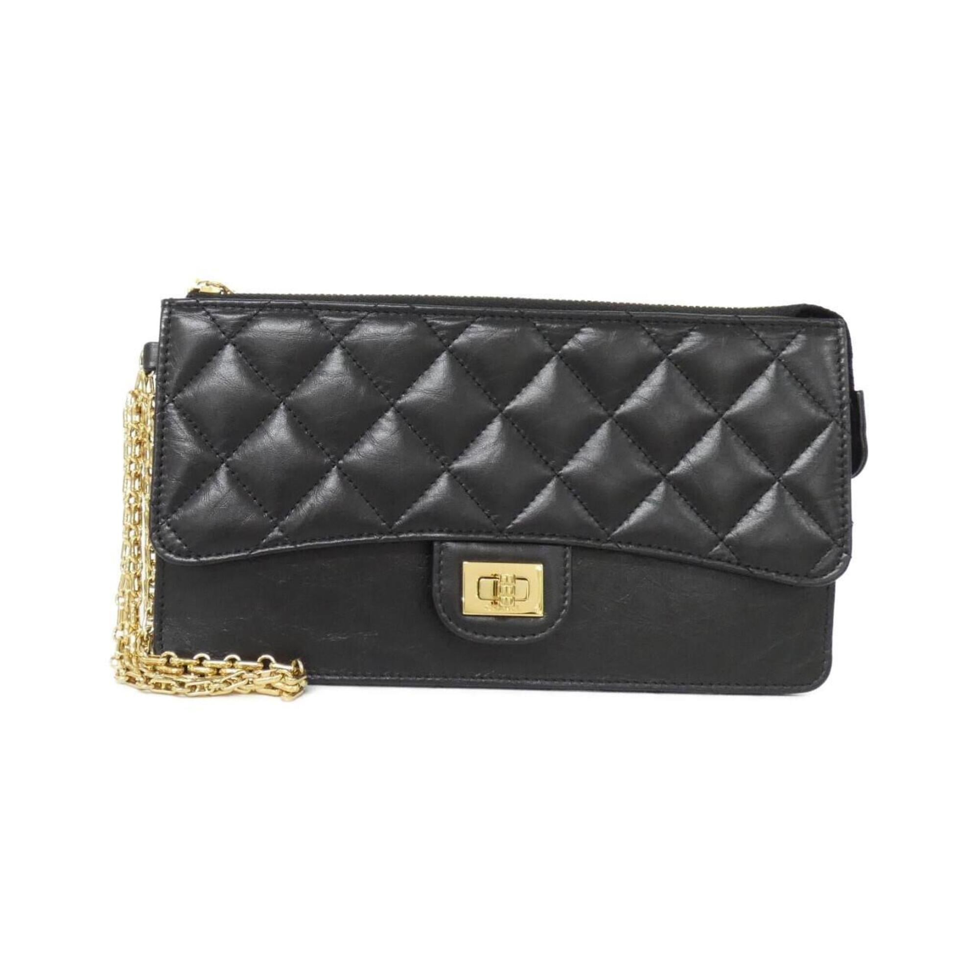 Chanel Black Leather Long Wallet (Bi-Fold) (Pre-Owned)