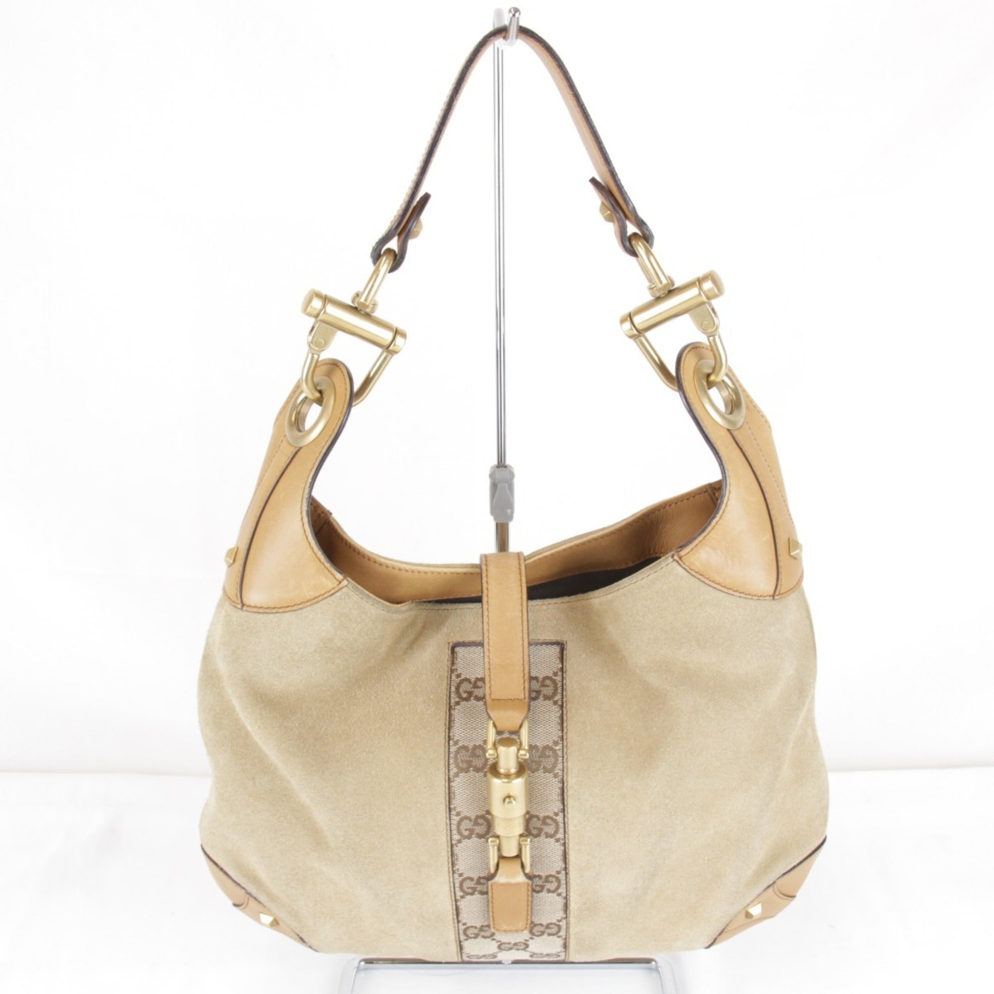 Gucci New Jackie Beige Suede Leather Handbag (Pre-Owned)