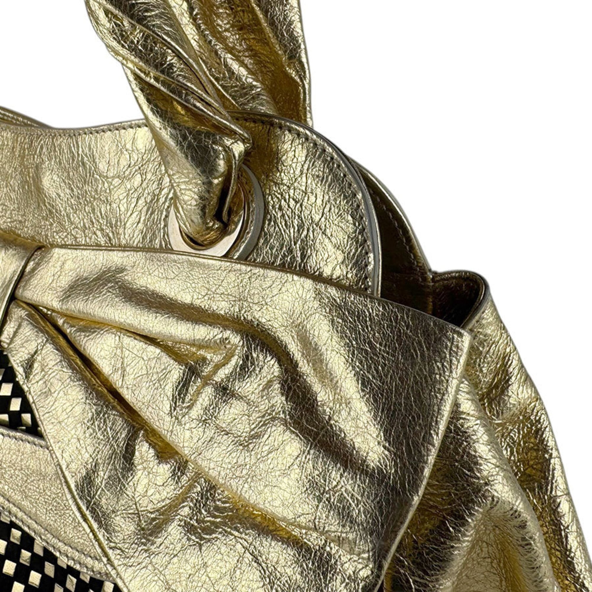 Unspecified Black Gold Leather Handbag (Pre-Owned)