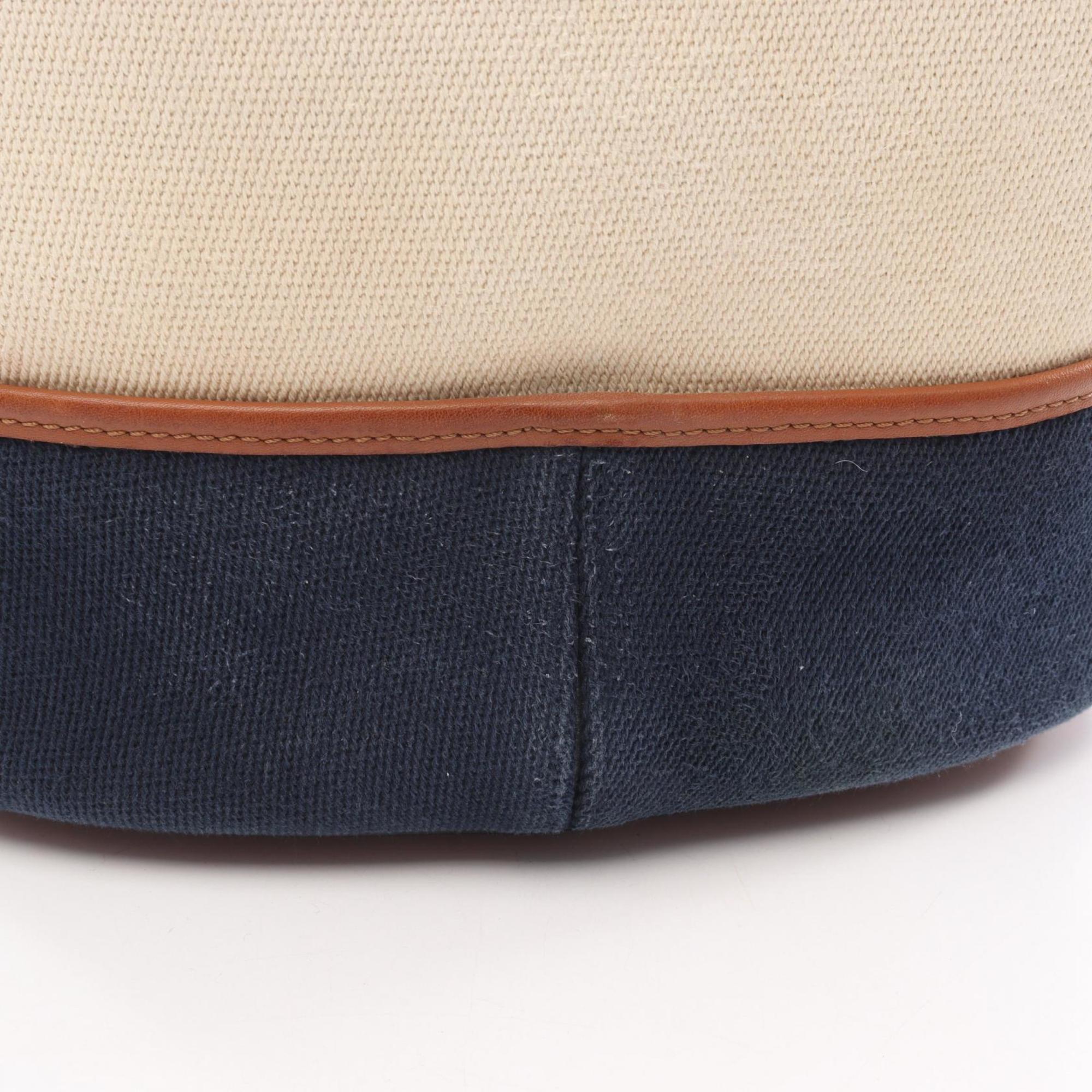 Loewe Brown Ivory Navy Canvas Leather Handbag Shoulder Bag (Pre-Owned)