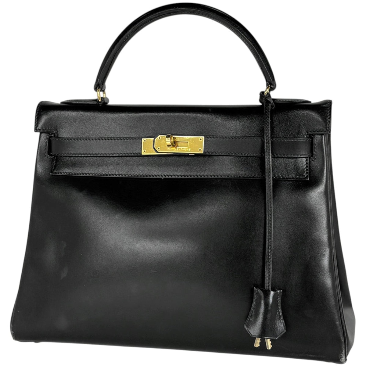 Hermes Kelly Black Box Calf Leather Handbag (Pre-Owned)