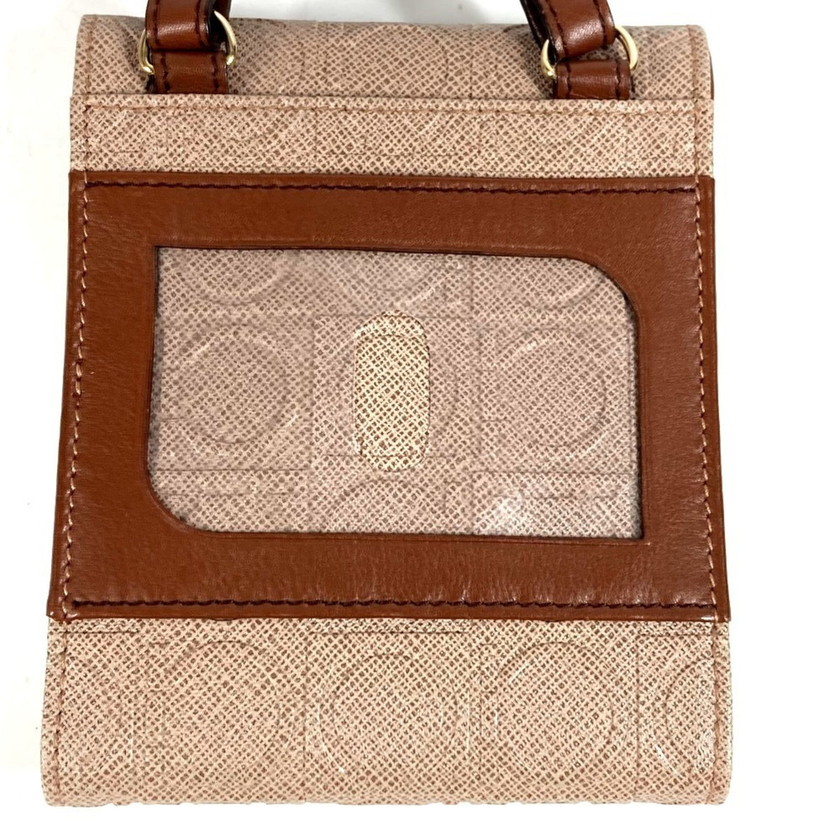 Salvatore Ferragamo Beige Black Leather Chain/Shoulder Wallet (Pre-Owned)