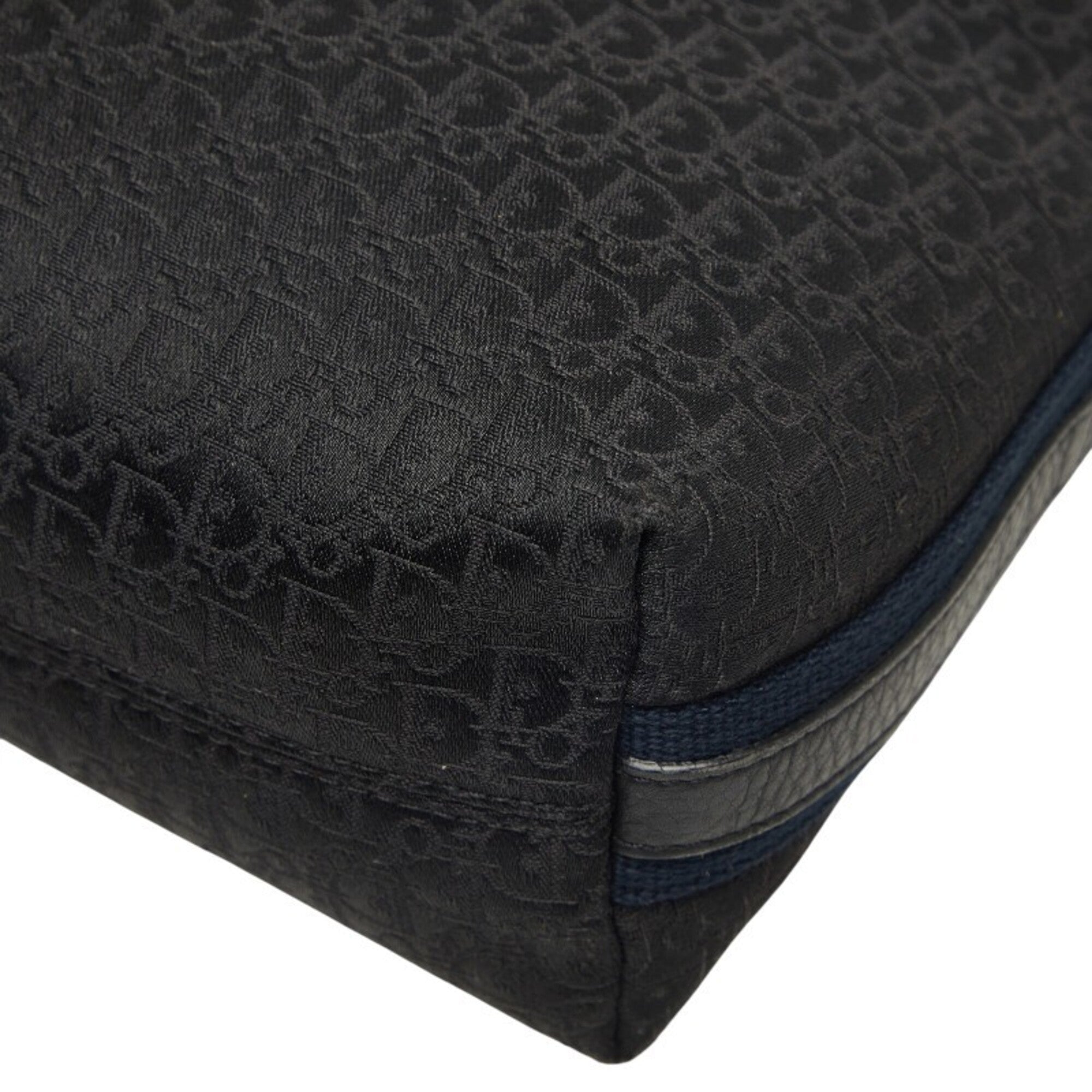 Christian Dior Black Navy Leather Jacquard Shoulder Bag (Pre-Owned)