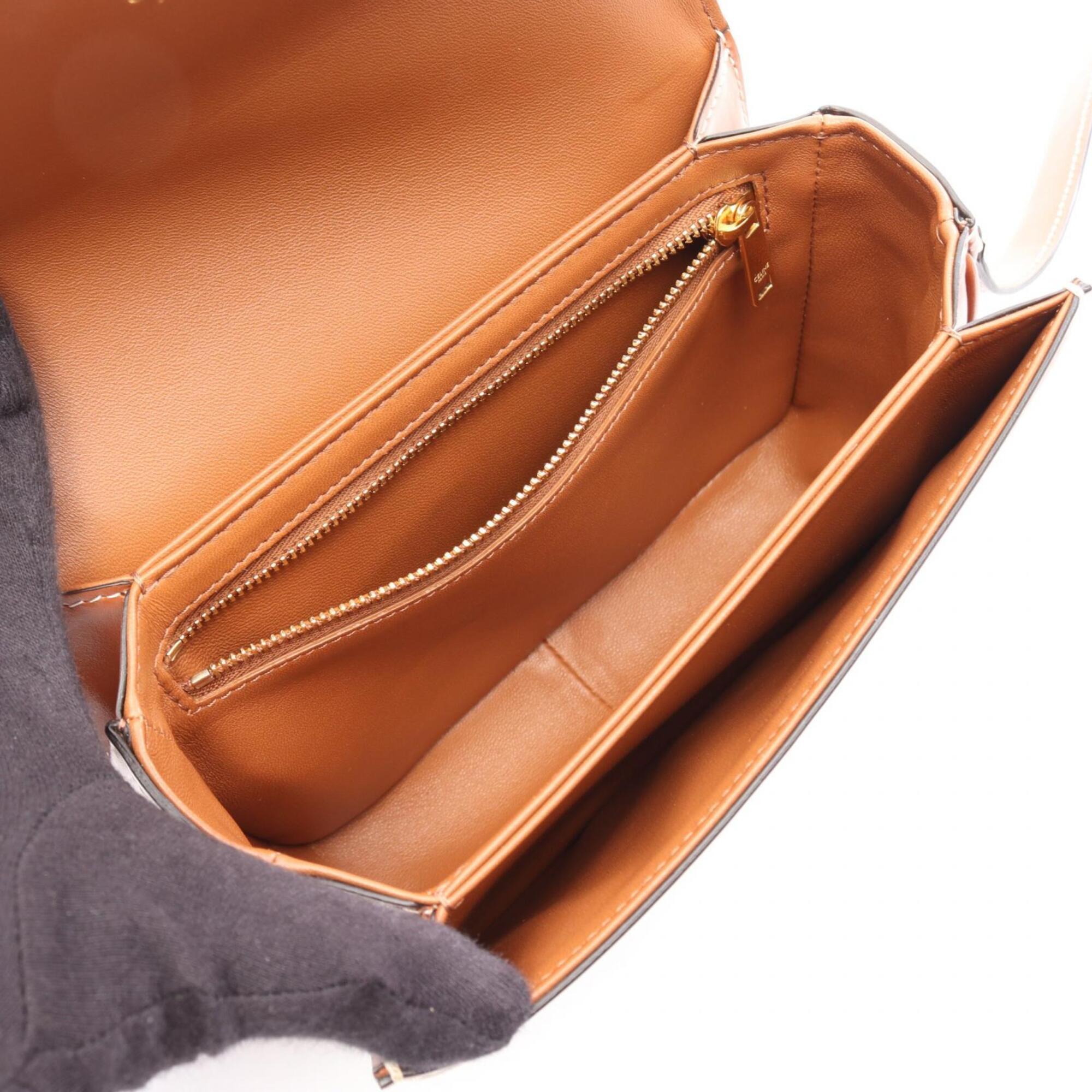 Celine Beige Brown White Coated Canvas Leather Handbag Shoulder Bag (Pre-Owned)