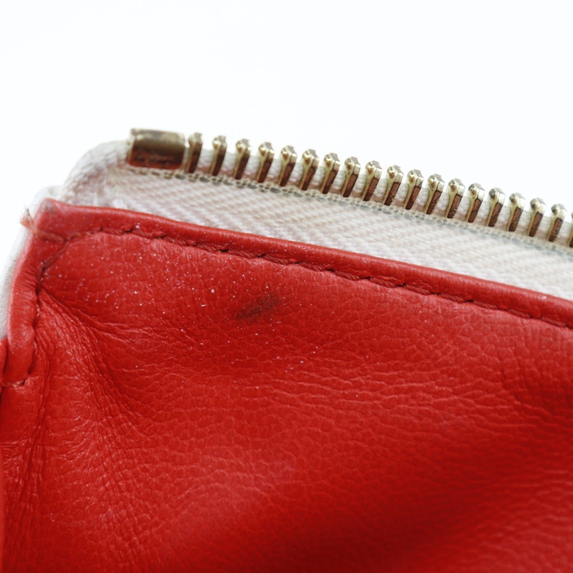 Louis Vuitton Navy Red Color White Leather Shoulder Bag (Pre-Owned)