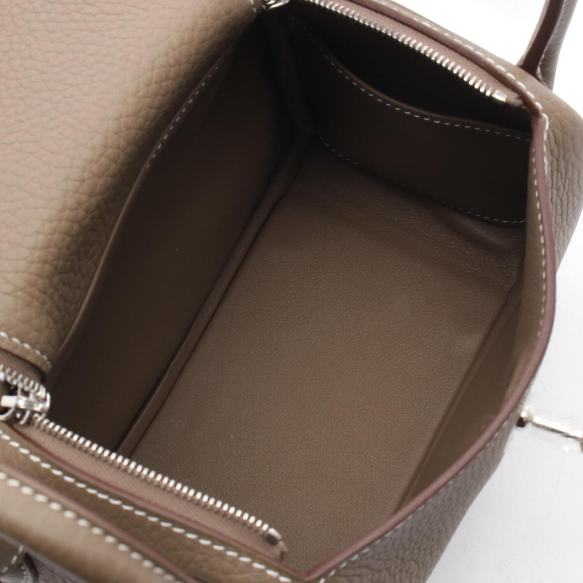 Hermes Etoupe Gray Gray Taurillon Clemence Leather Handbag Shoulder Bag (Pre-Owned)