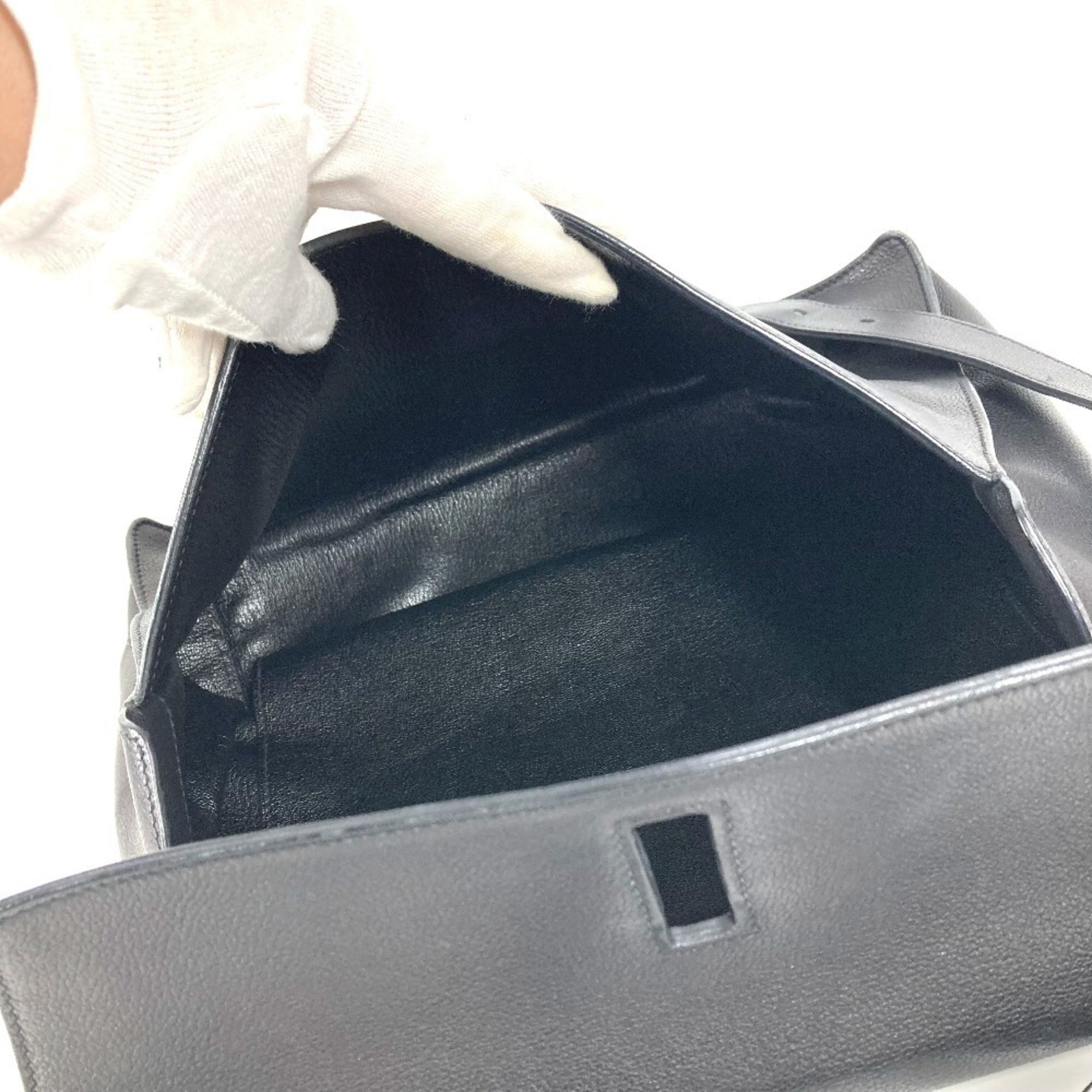 Hermes Black Leather Handbag Tote Bag (Pre-Owned)