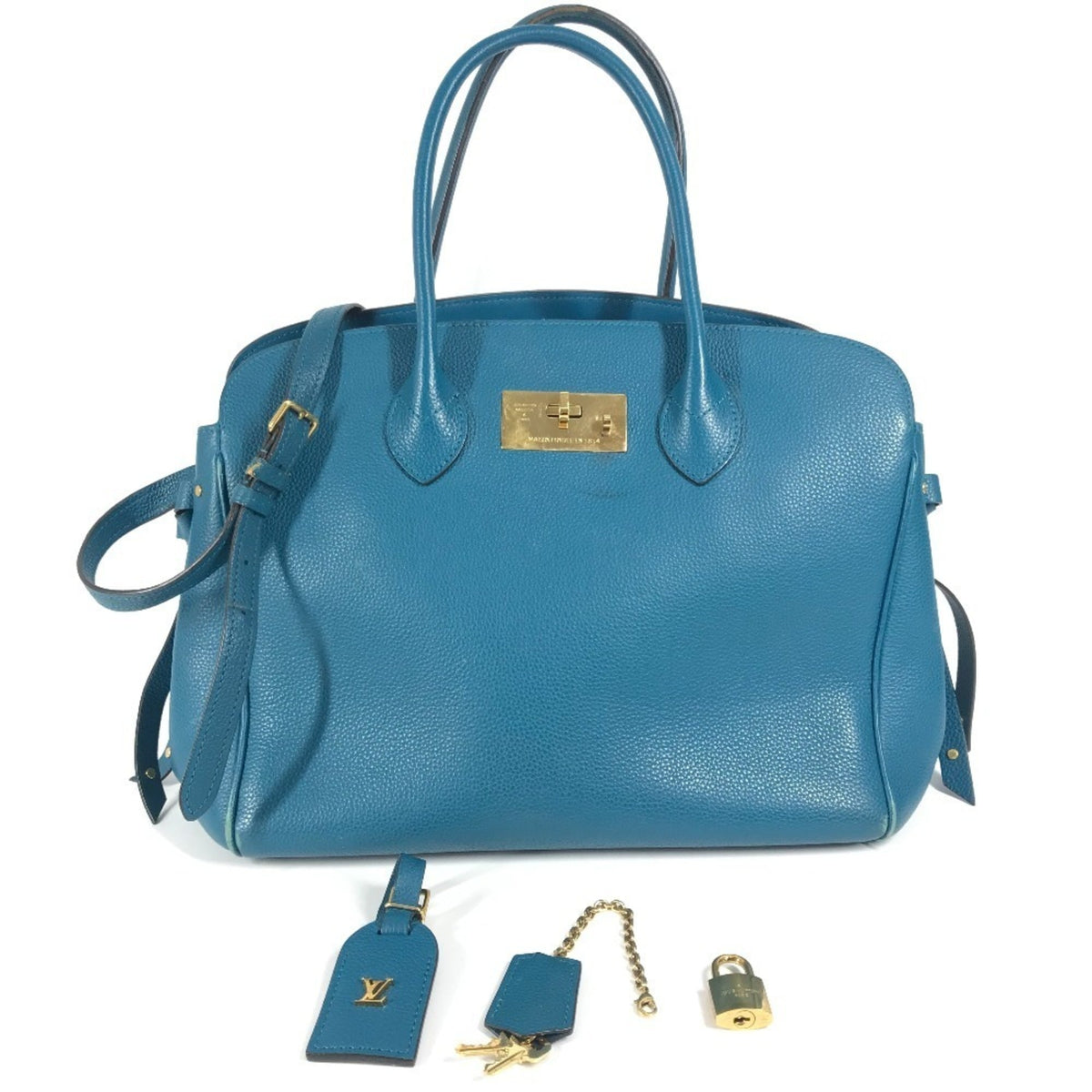 Louis Vuitton Blue Leather Shoulder Bag Tote Bag (Pre-Owned)