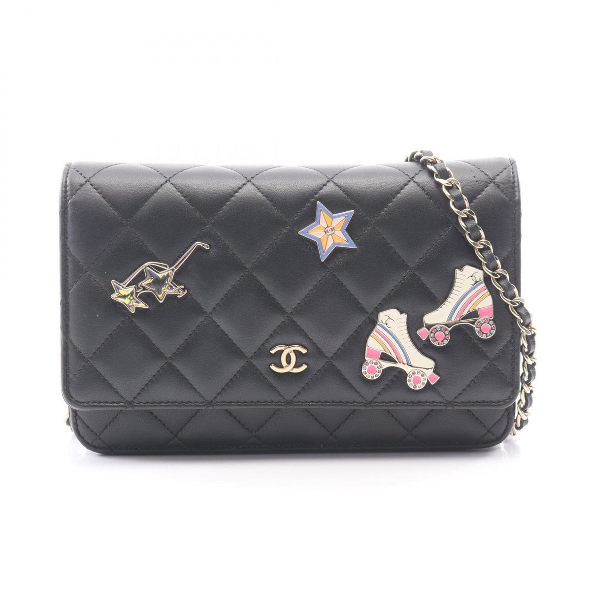 Chanel Black Leather Handbag Shoulder Bag (Pre-Owned)