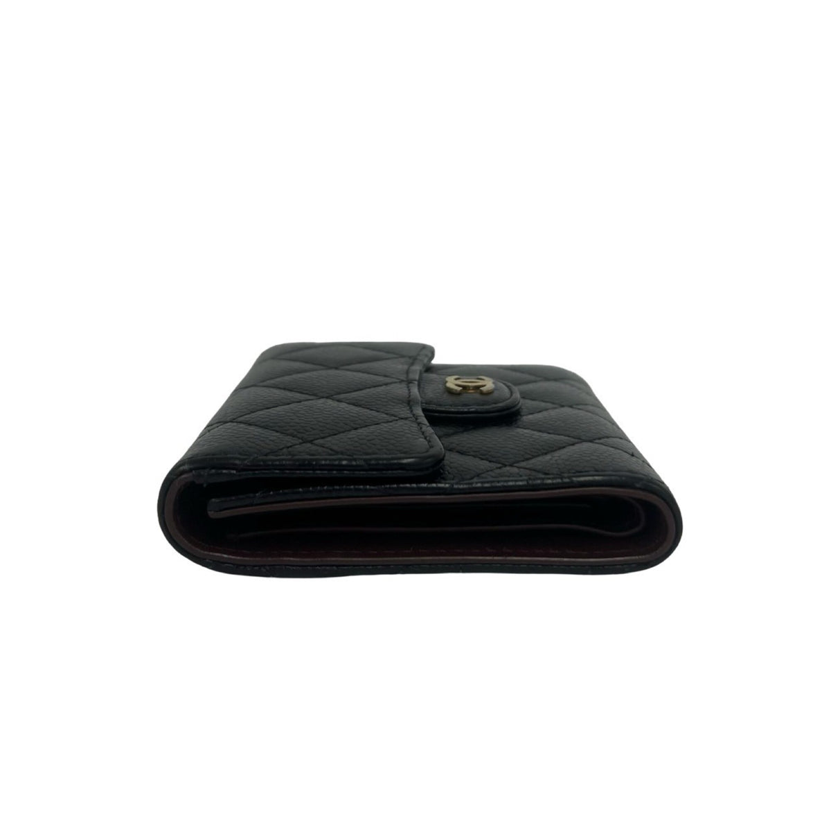 Chanel Black Grained Calfskin Wallet (Tri-Fold) (Pre-Owned)