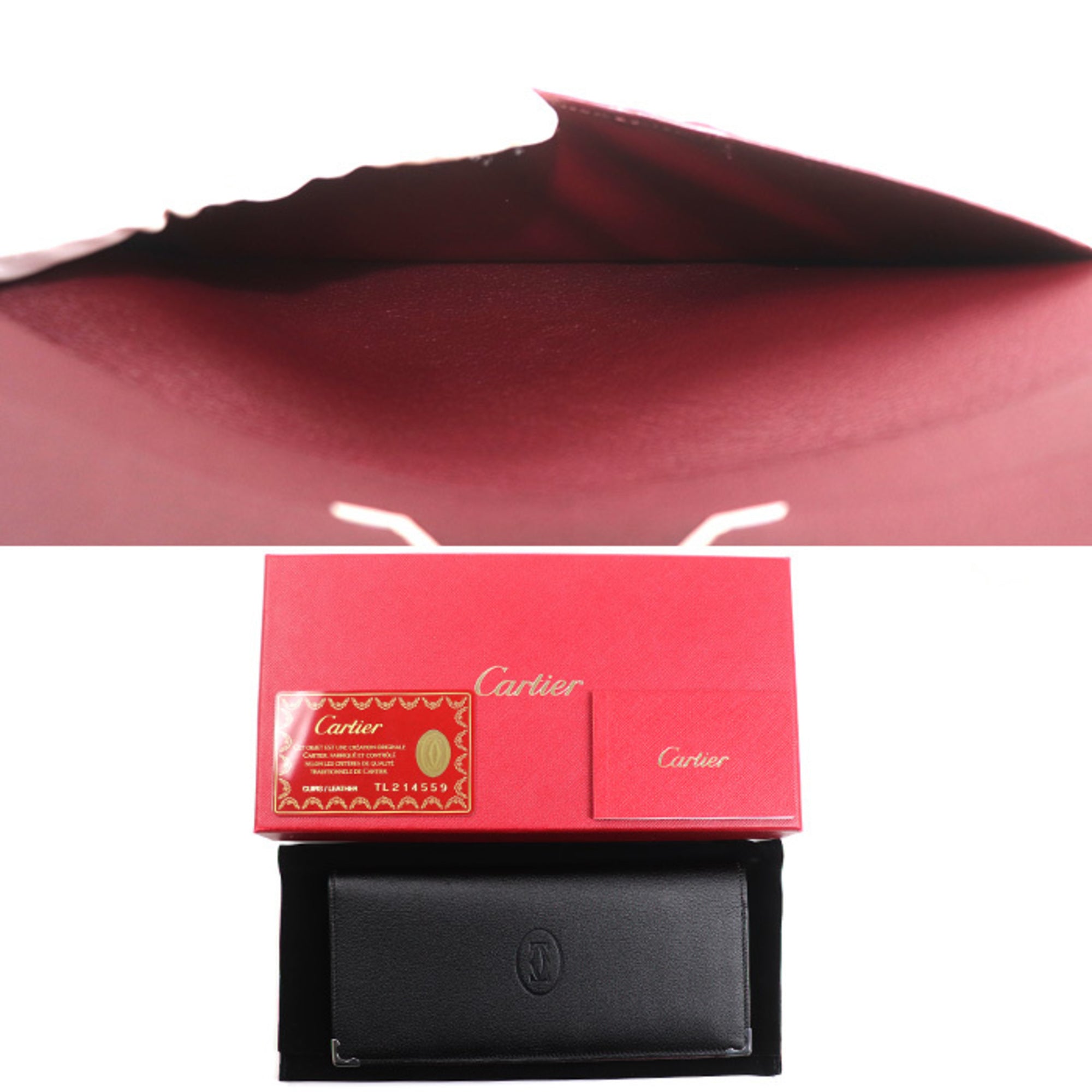 Cartier Black Leather Long Bill Wallet (Bi-Fold) (Pre-Owned)