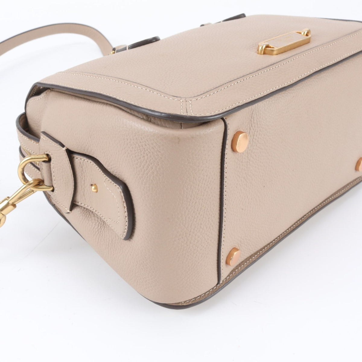 Kate Spade Gold Pink Beige Leather Handbag Shoulder Bag Tote Bag (Pre-Owned)