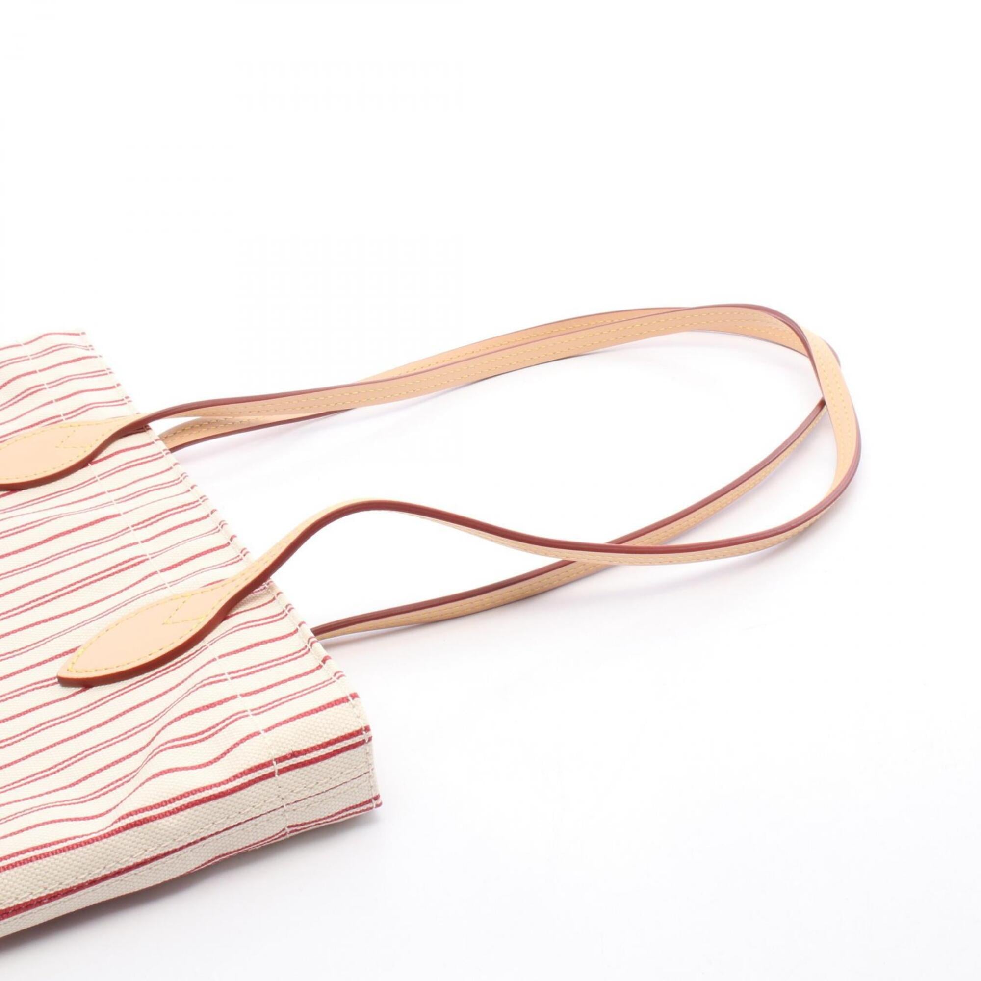 Louis Vuitton Beige Red Color Canvas Handbag Tote Bag (Pre-Owned)