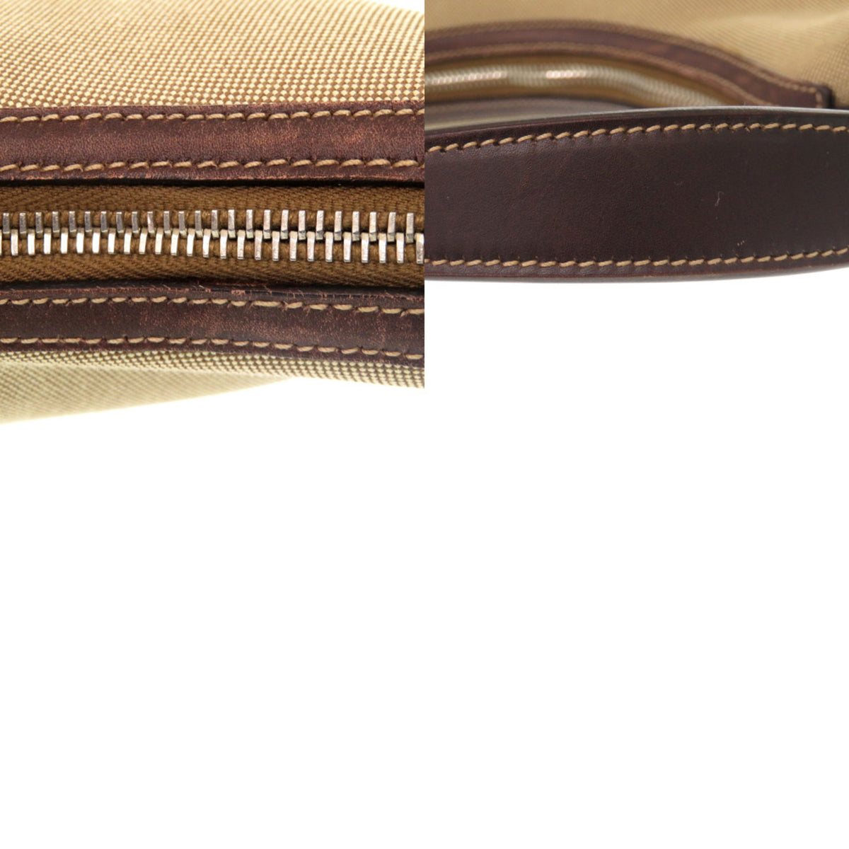 Prada Brown Khaki Canvas Leather Shoulder Bag (Pre-Owned)