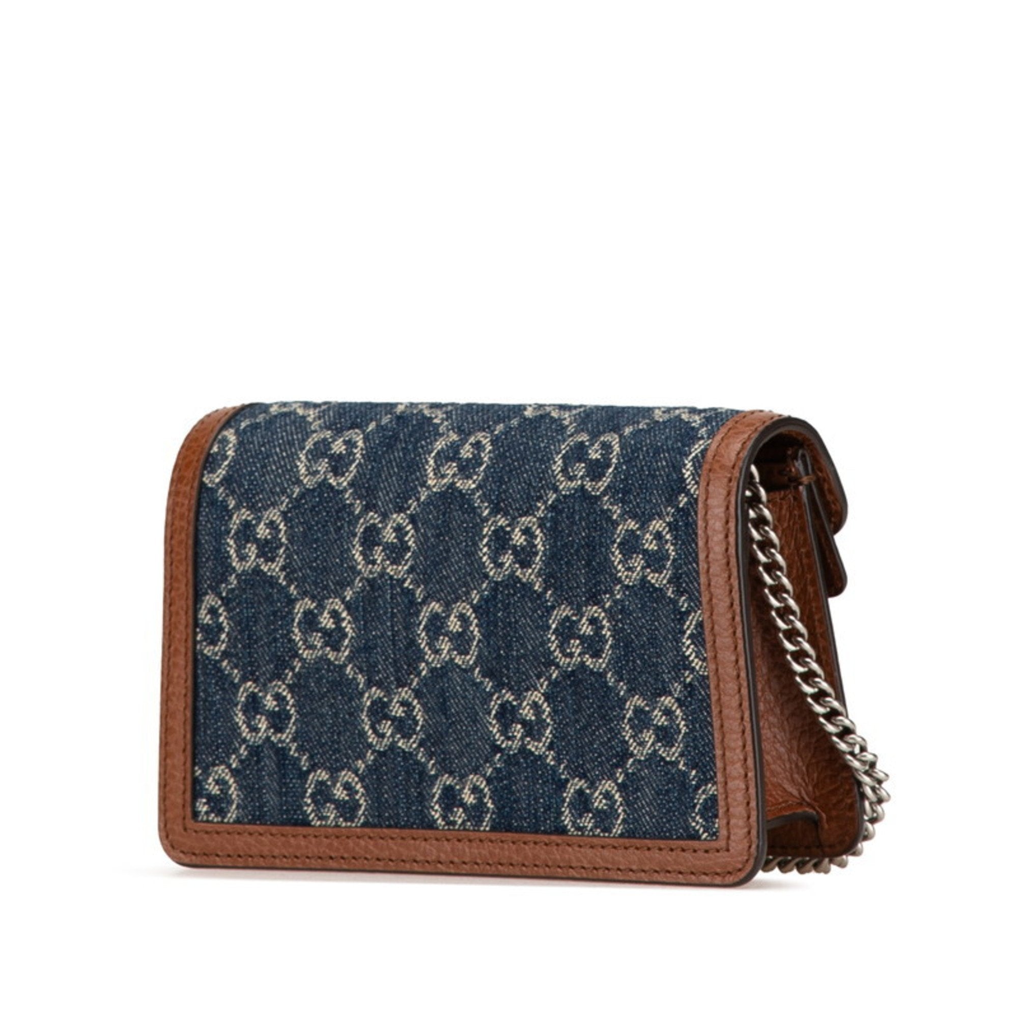 Gucci Brown Denim Leather Shoulder Bag (Pre-Owned)