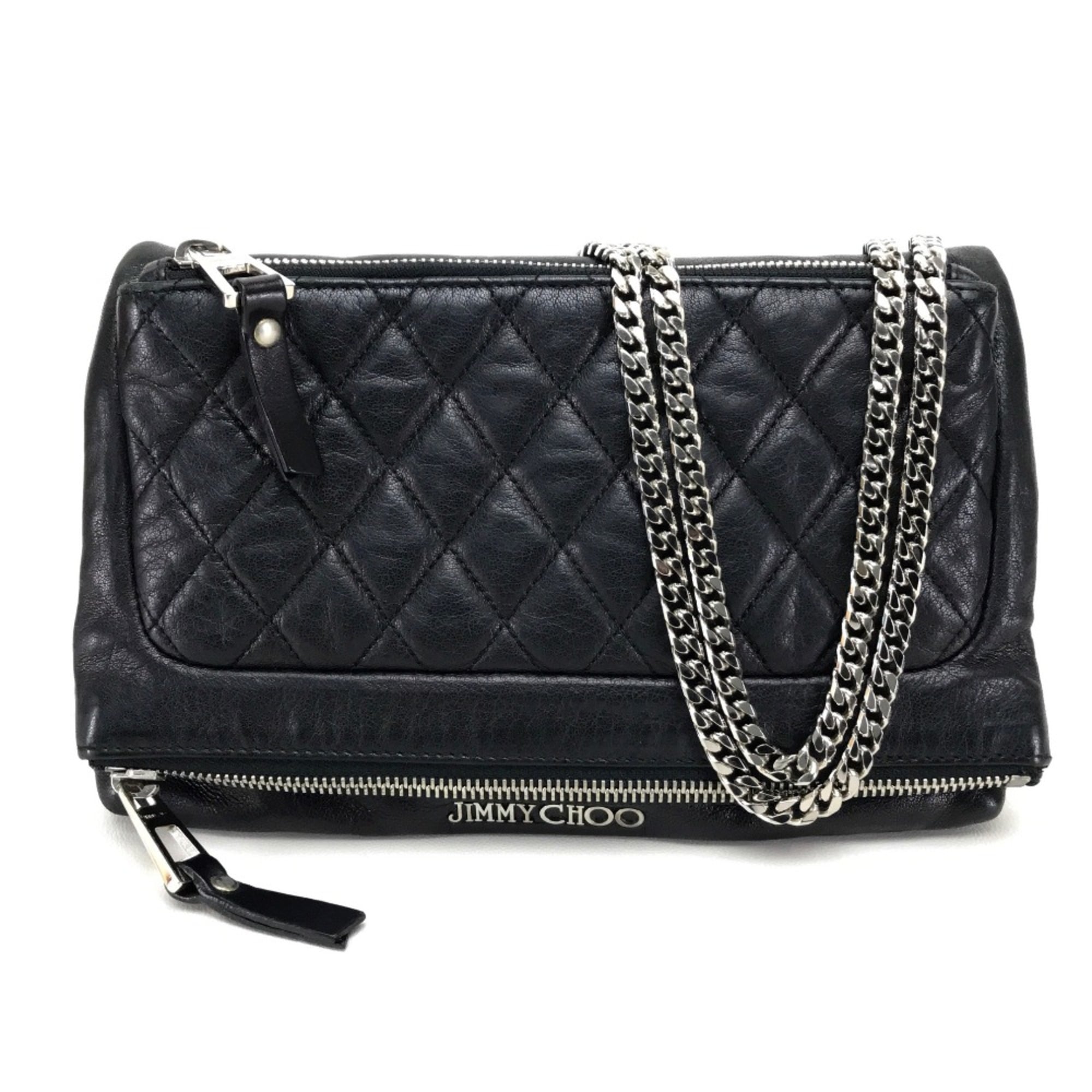 Jimmy Choo Black Leather Shoulder Bag (Pre-Owned)