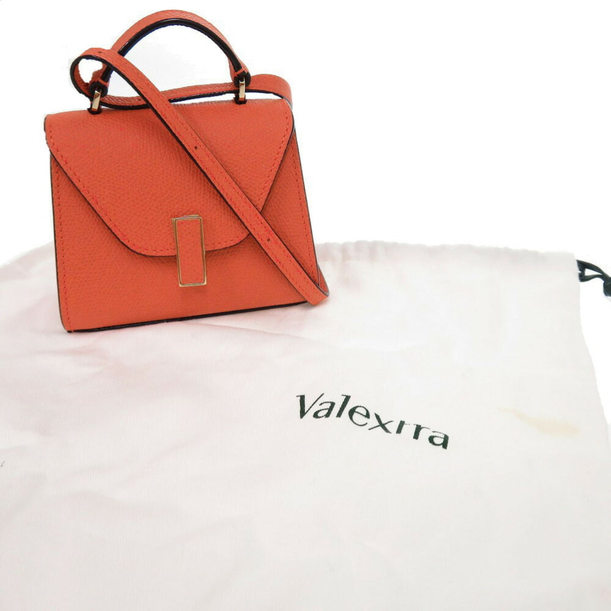 Valextra Orange Leather Handbag Shoulder Bag (Pre-Owned)