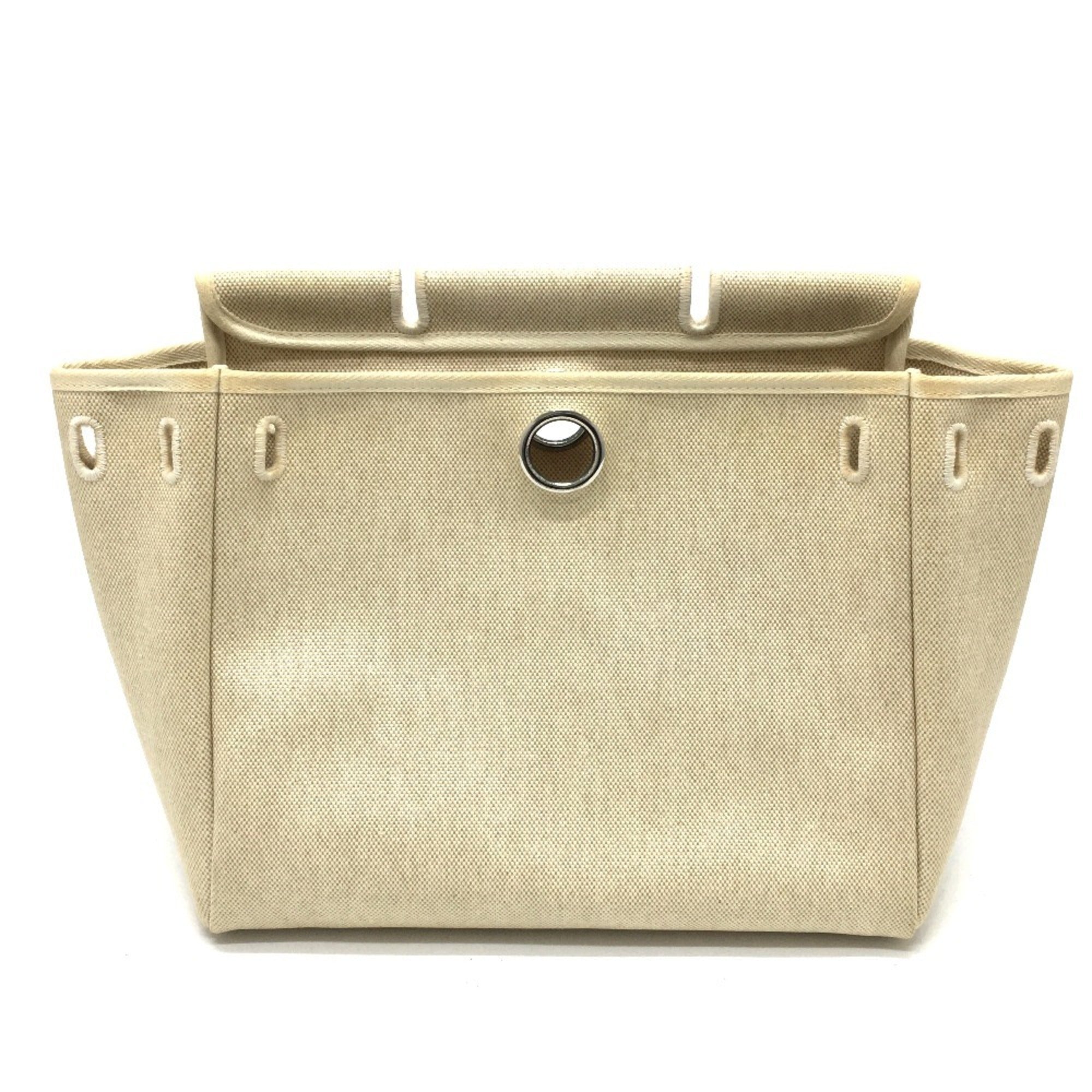 Hermes Her Bag Natural Canvas Leather Backpack (Pre-Owned)
