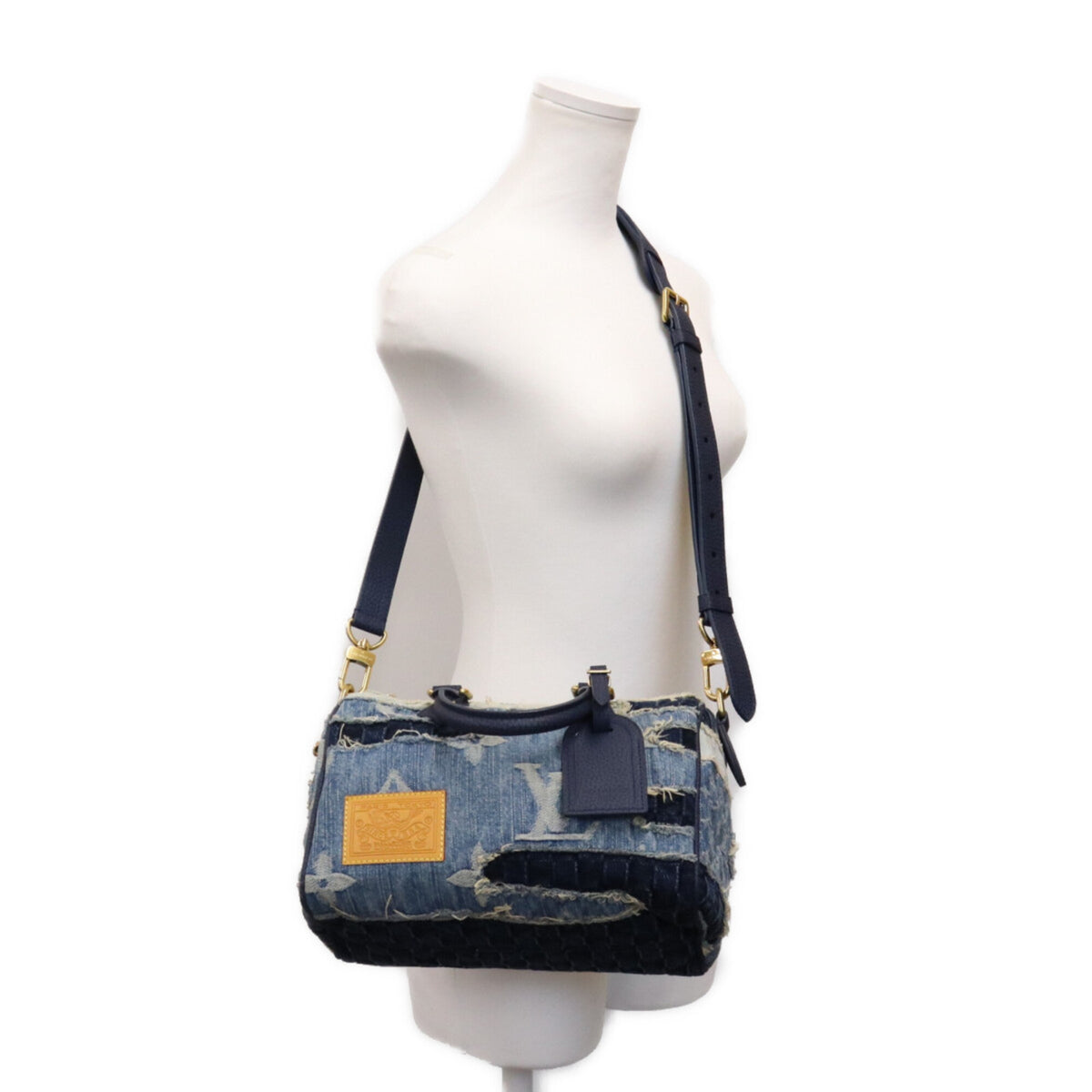 Louis Vuitton Gold Monogram Denim Boston Bag Shoulder Bag (Pre-Owned)