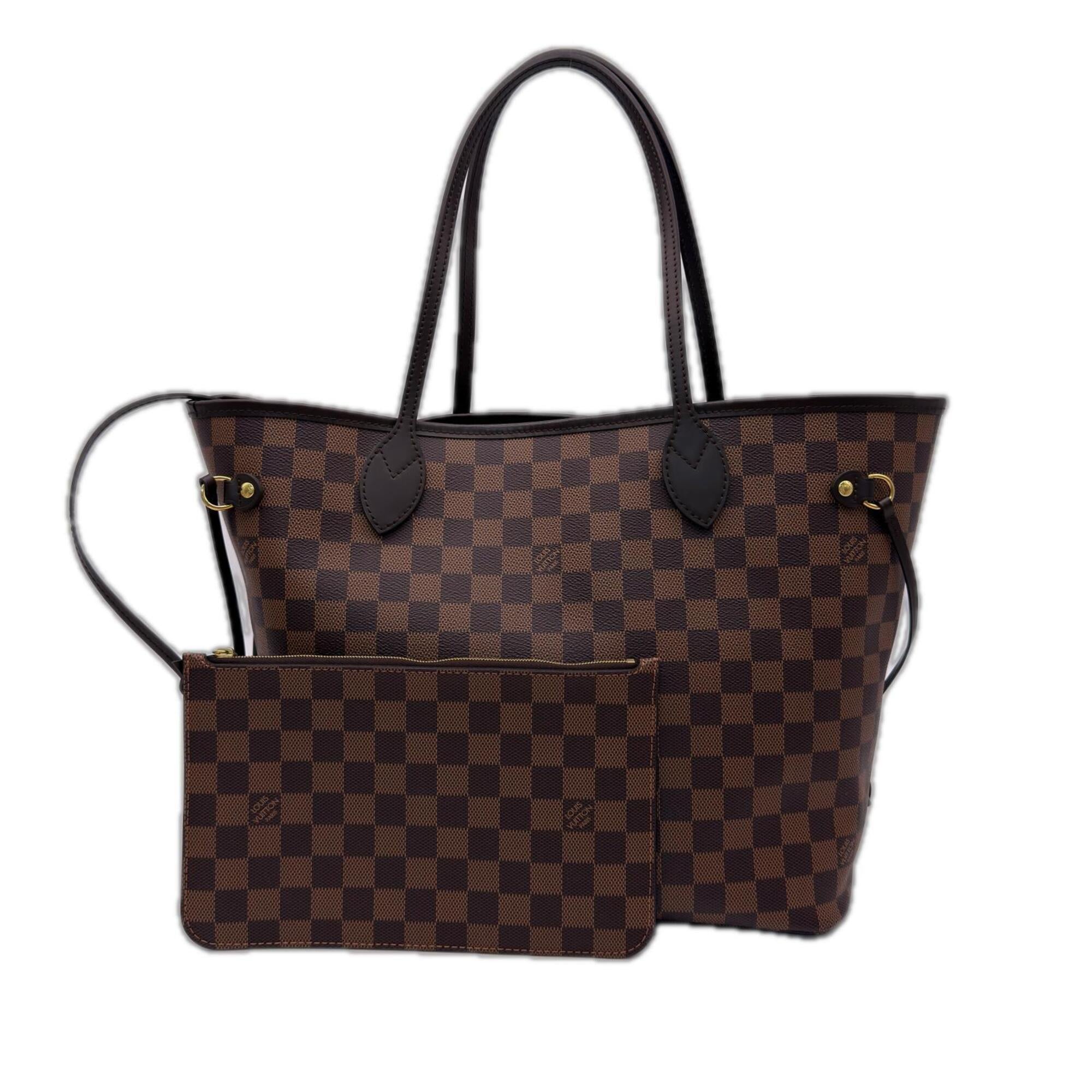 Louis Vuitton Beige Brown Coated Canvas Leather Handbag Pouch (Pre-Owned)