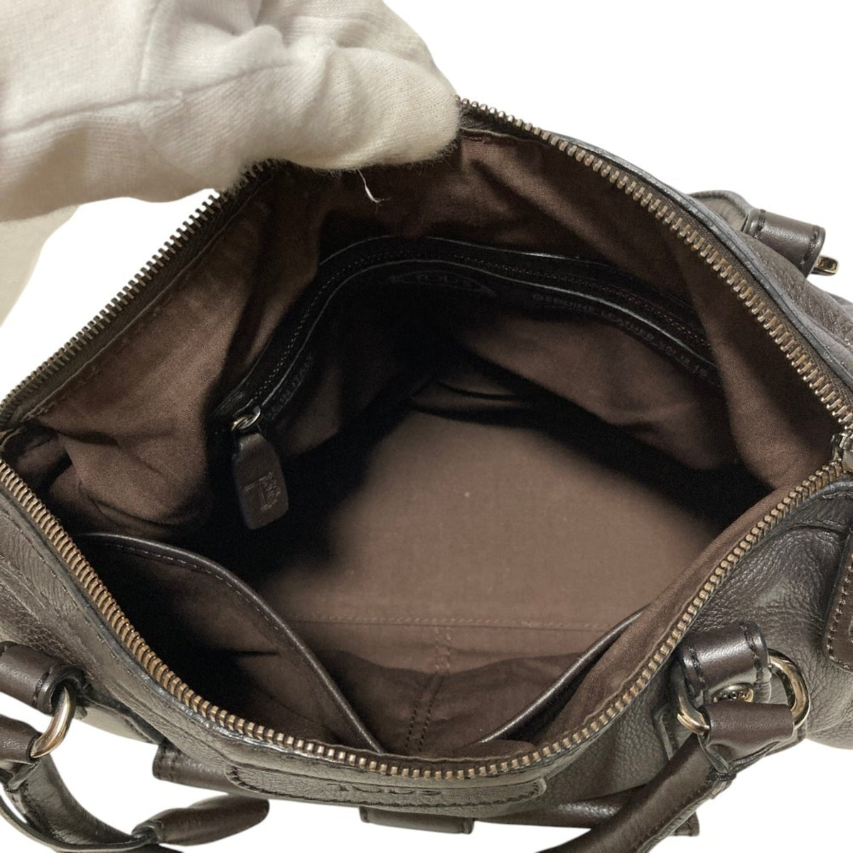 Tod's Brown Leather Boston Bag Handbag (Pre-Owned)
