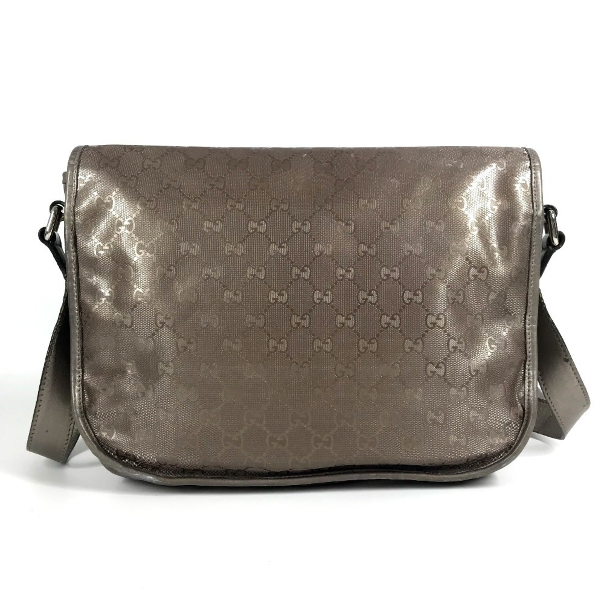 Gucci Metallic Gg Imprimé Leather Messenger Bag Shoulder Bag (Pre-Owned)