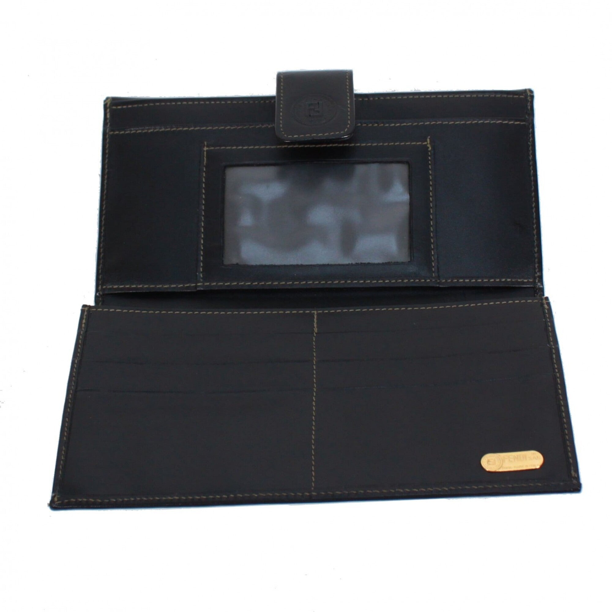Fendi Black Khaki Pvc Leather Long Wallet (Bi-Fold) (Pre-Owned)