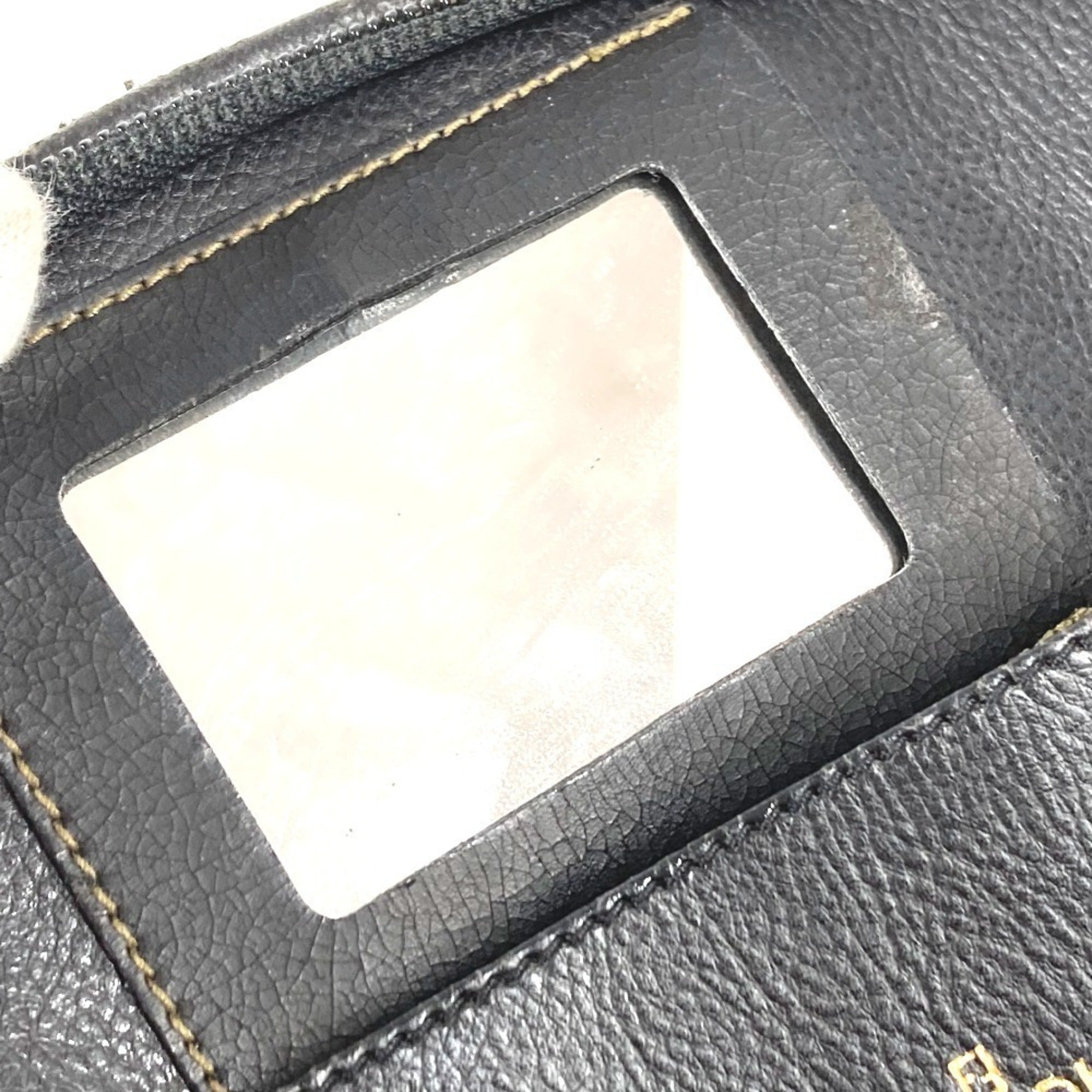 Fendi Pequin Black Khaki Pvc Leather Handbag Vanity Bag (Pre-Owned)